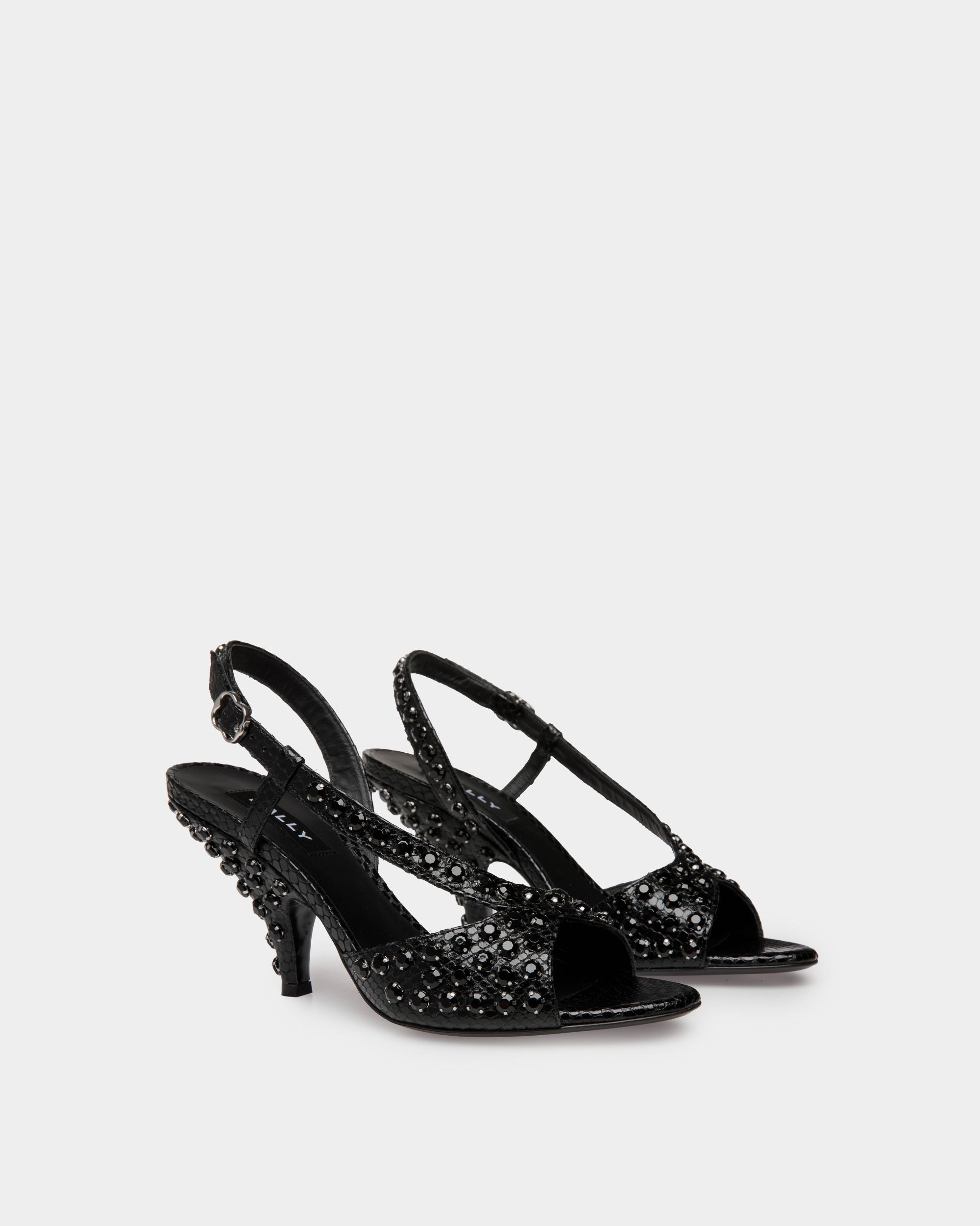 Katy Sandale Mit Absatz Aus Leder Mit Python-Print In Schwarz - Damen - Bally - 02