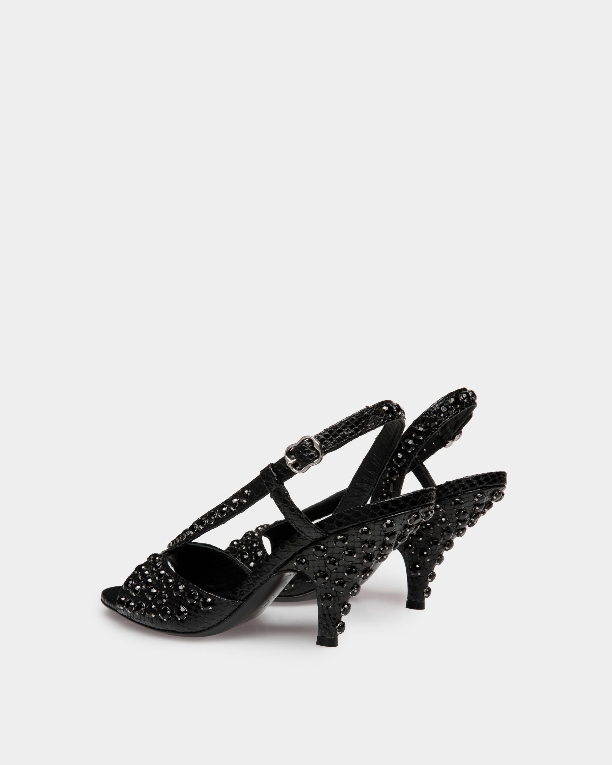 Katy Sandale Mit Absatz Aus Leder Mit Python-Print In Schwarz - Damen - Bally - 03
