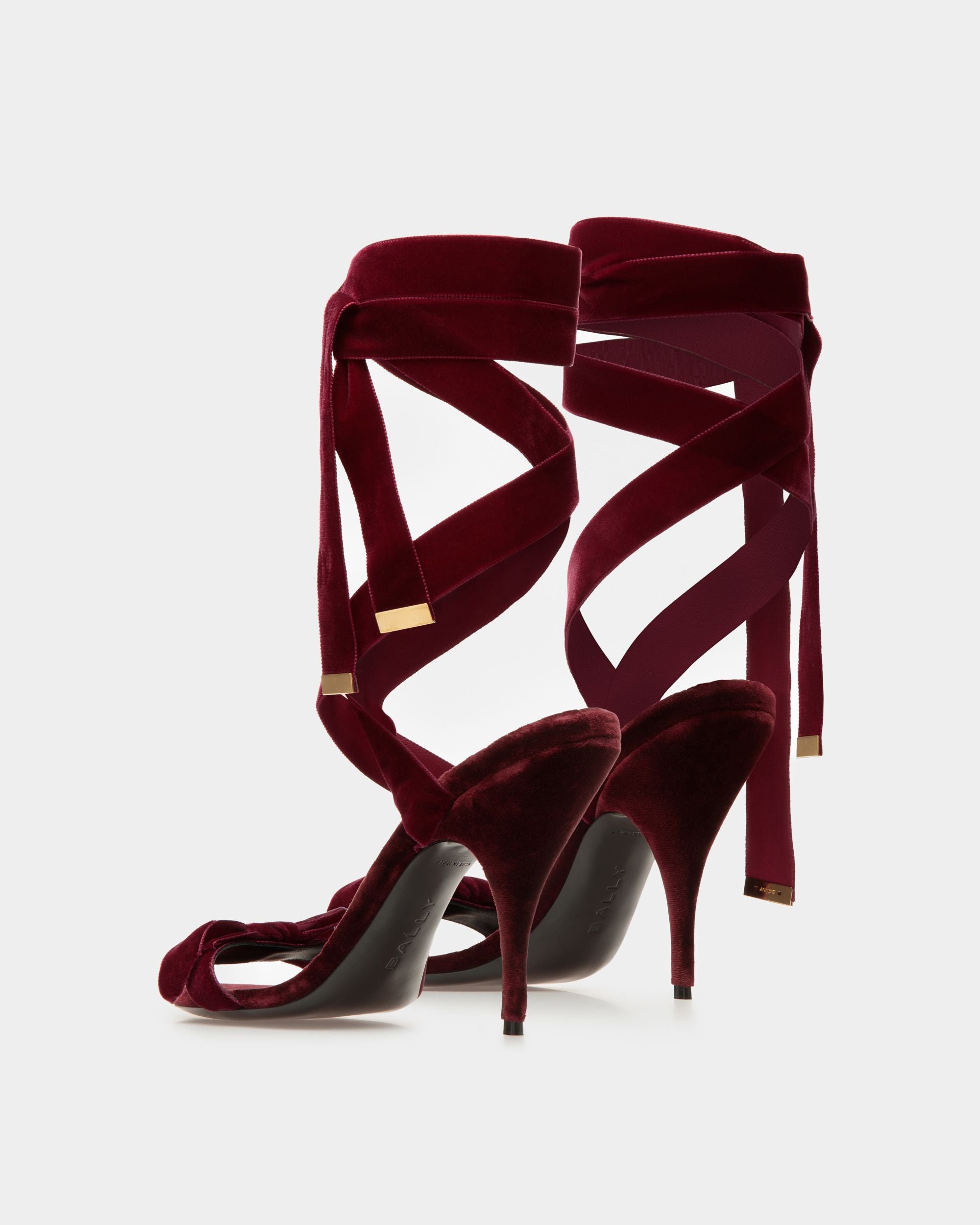 Annita Absatzsandale Aus Bordeauxrotem Samt - Damen - Bally - 03