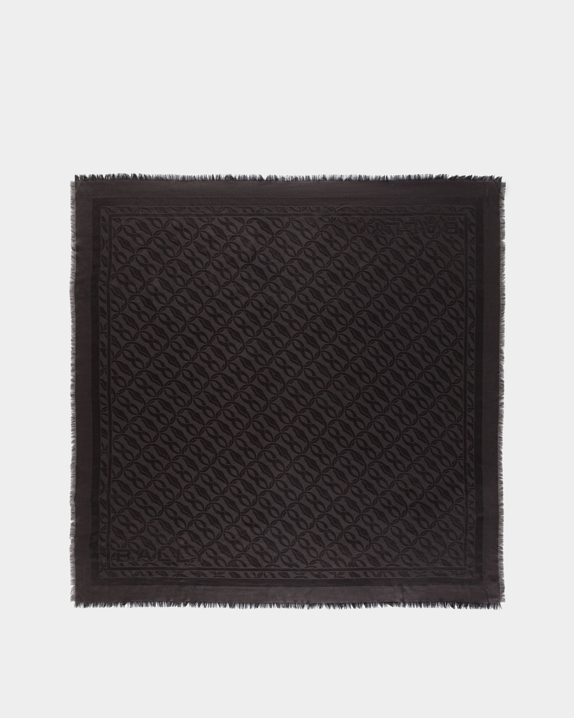 Schal Aus Wolle Und Seide In Ebenholz Mit Jacquard-Emblem - Damen - Bally - 01