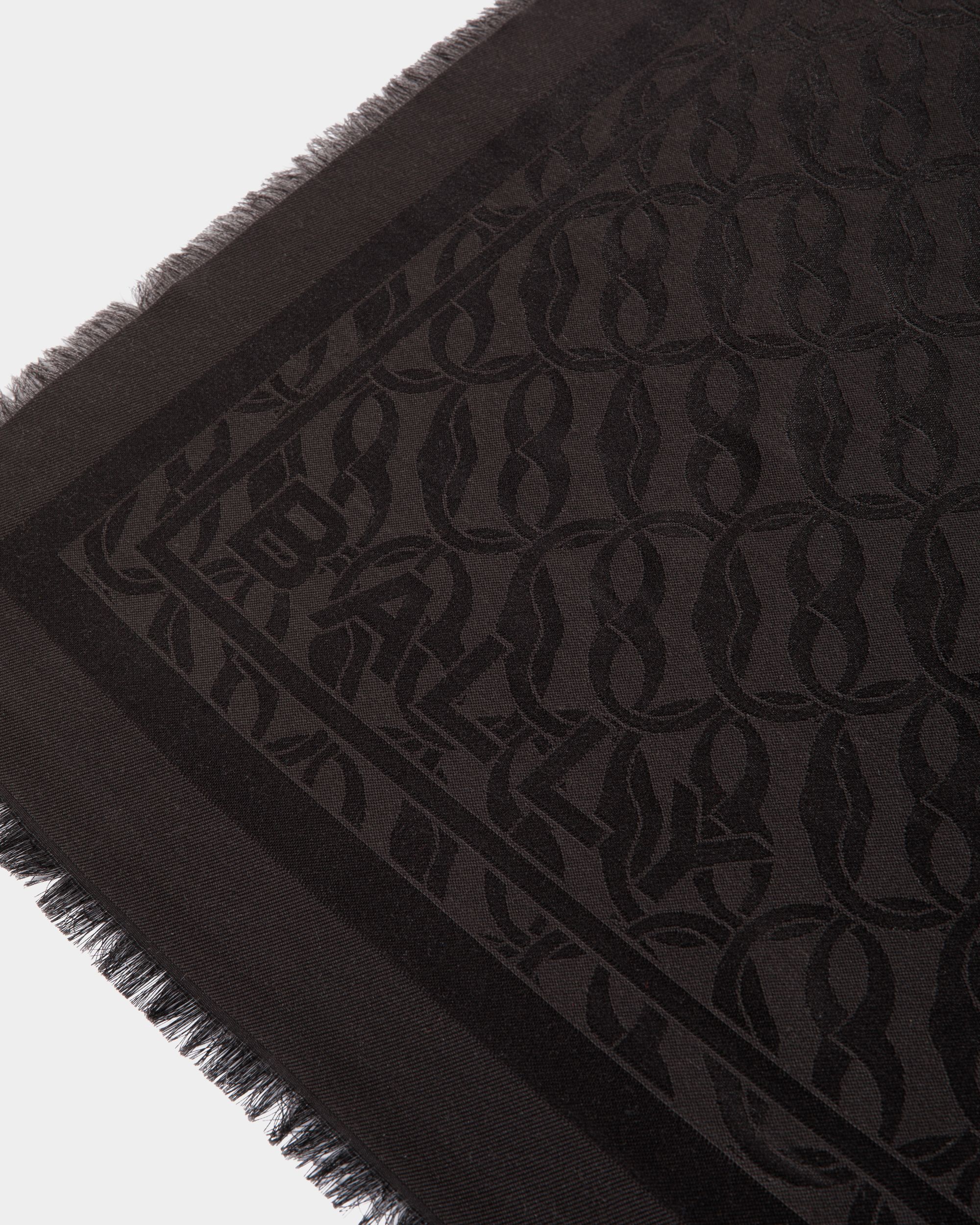 Schal Aus Wolle Und Seide In Ebenholz Mit Jacquard-Emblem - Damen - Bally - 02