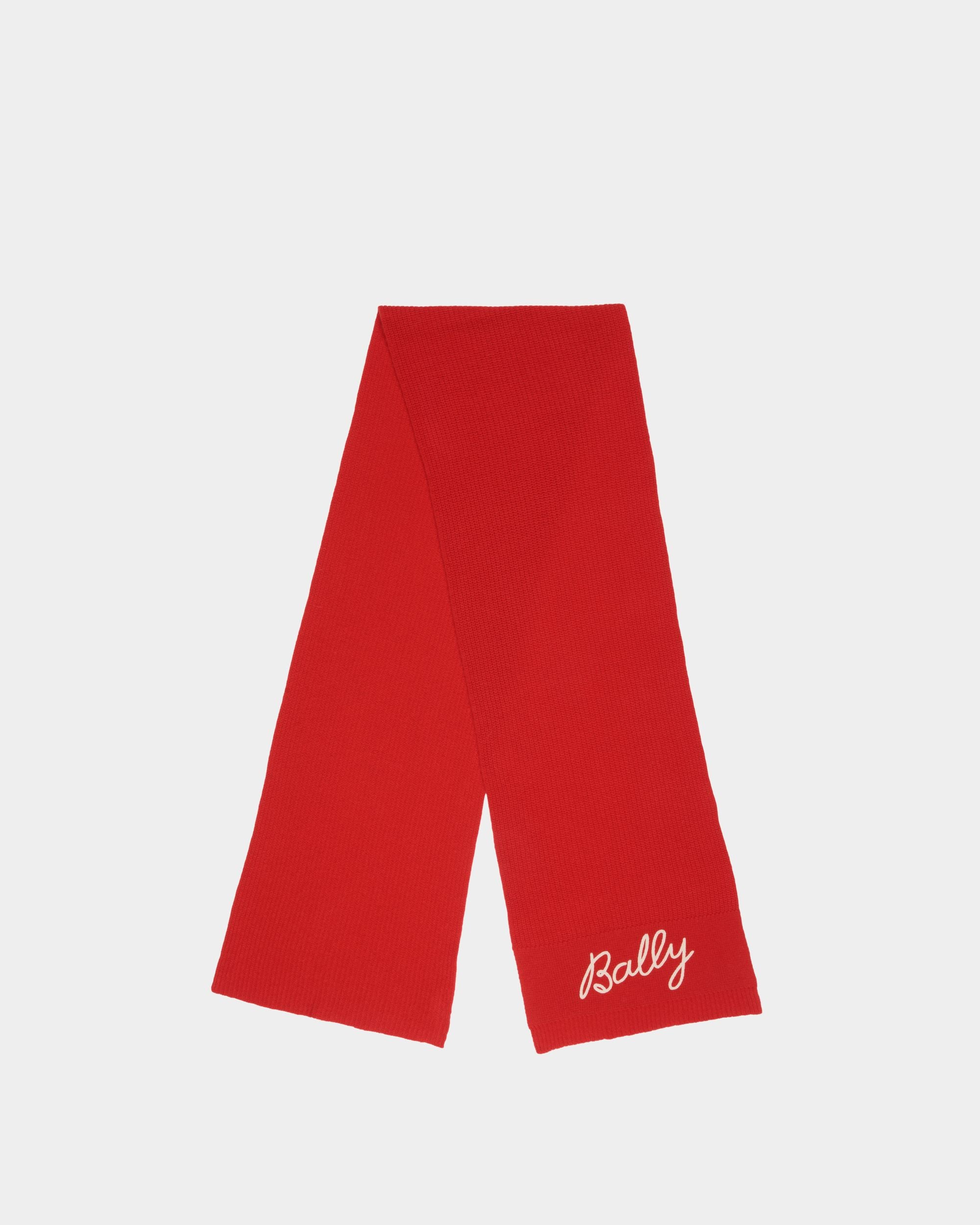 Schal Aus Wolle In Candy Red Mit Logo - Damen - Bally - 01