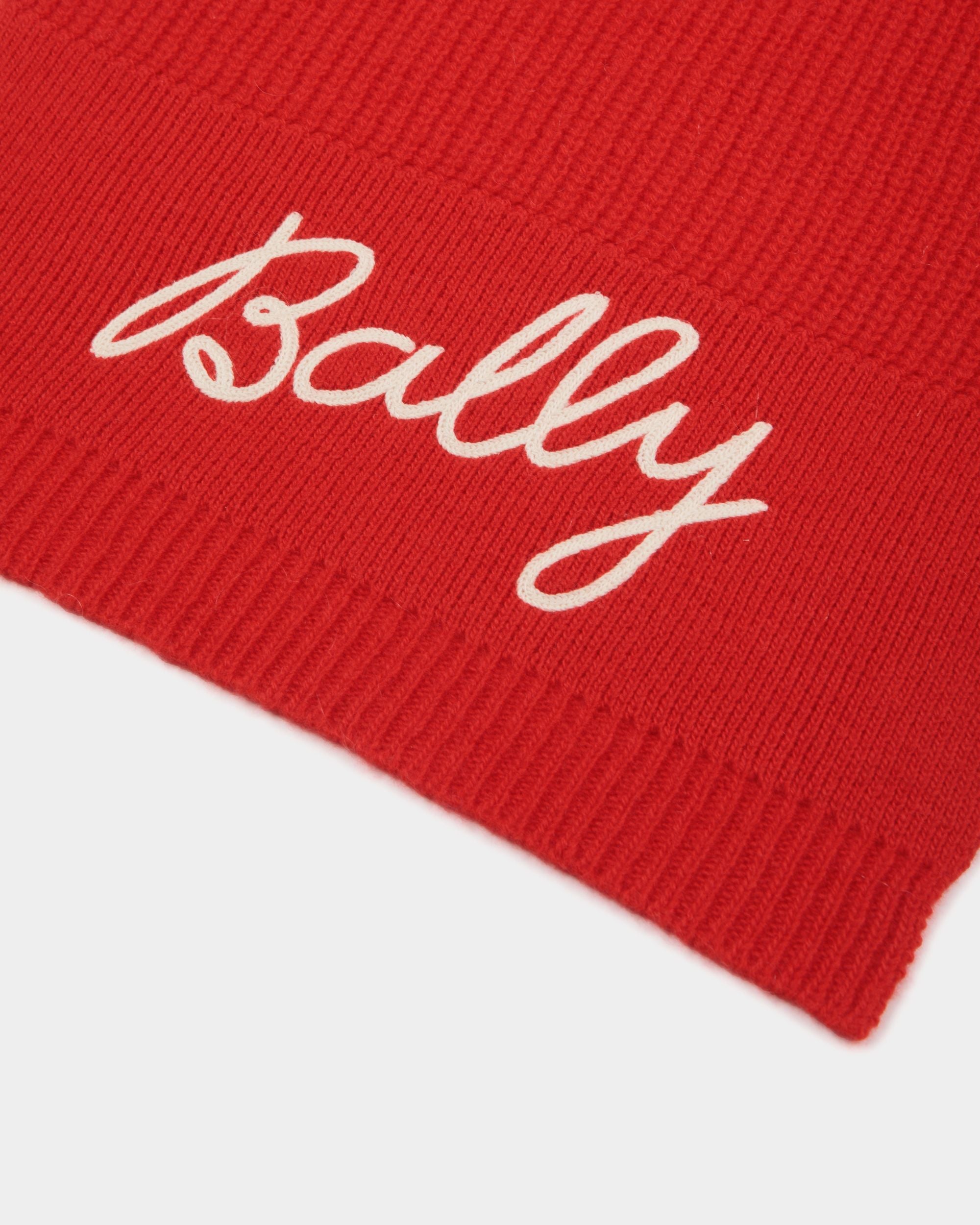 Schal Aus Wolle In Candy Red Mit Logo - Damen - Bally - 03