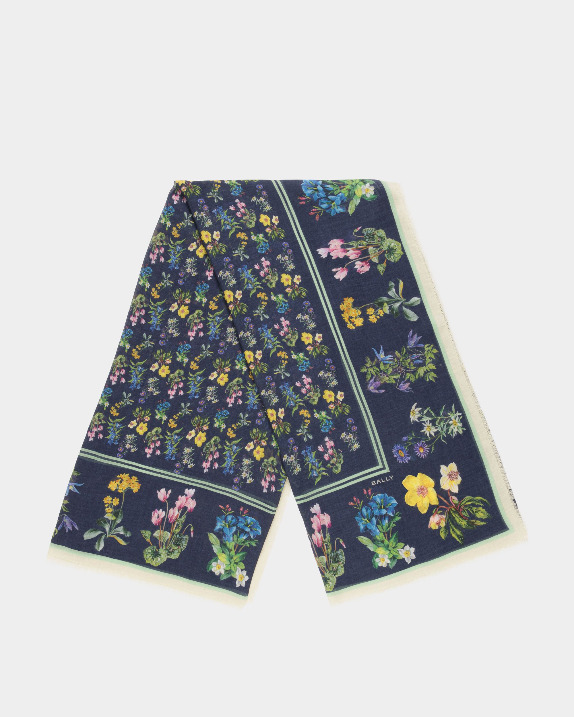 Bedruckter Schal Aus Modal Und Kaschmir Mit Alpenblumenmuster - Damen - Bally - 01