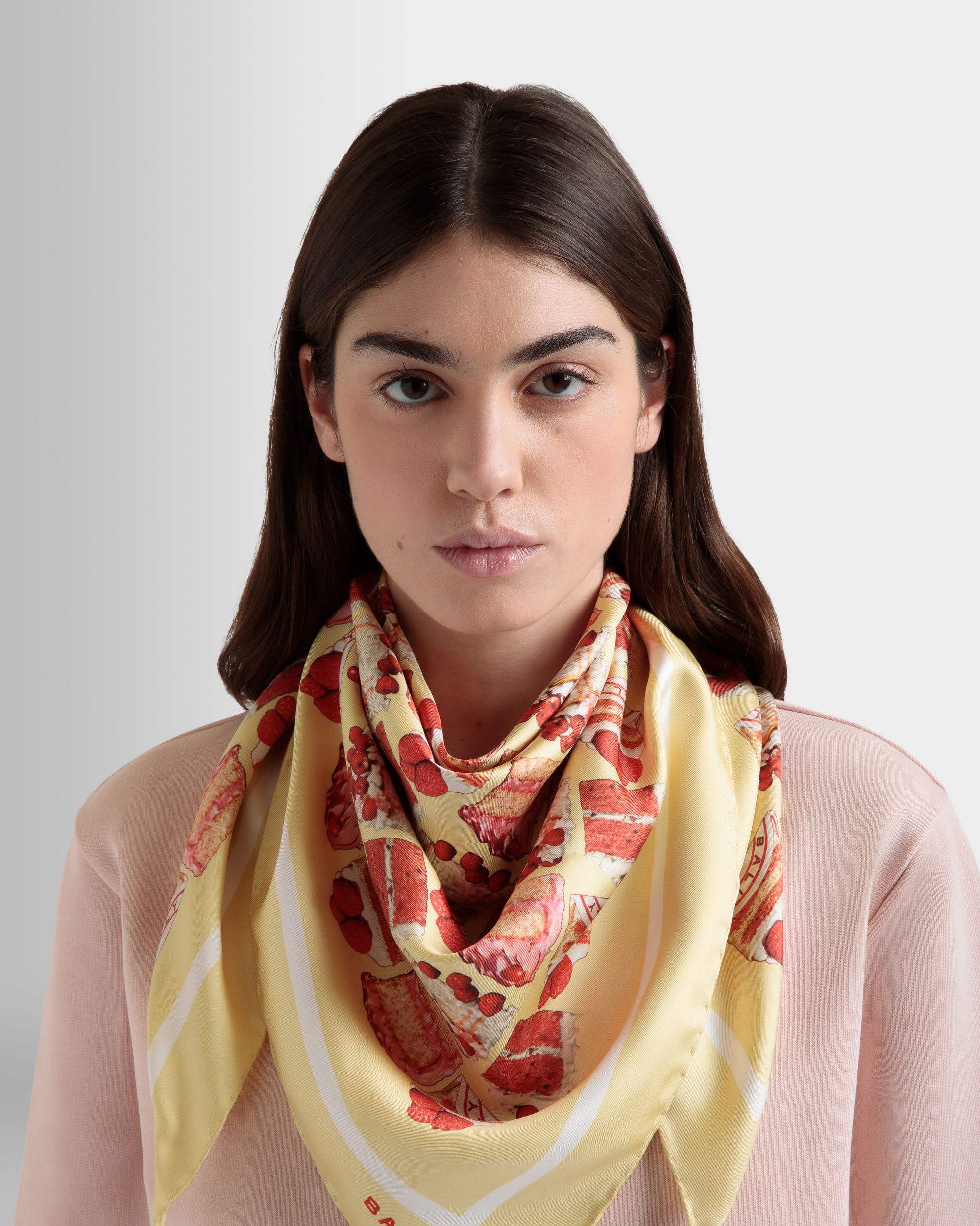 Seidenschal Mit Bally-Cake-Print In Cream - Damen - Bally - 01