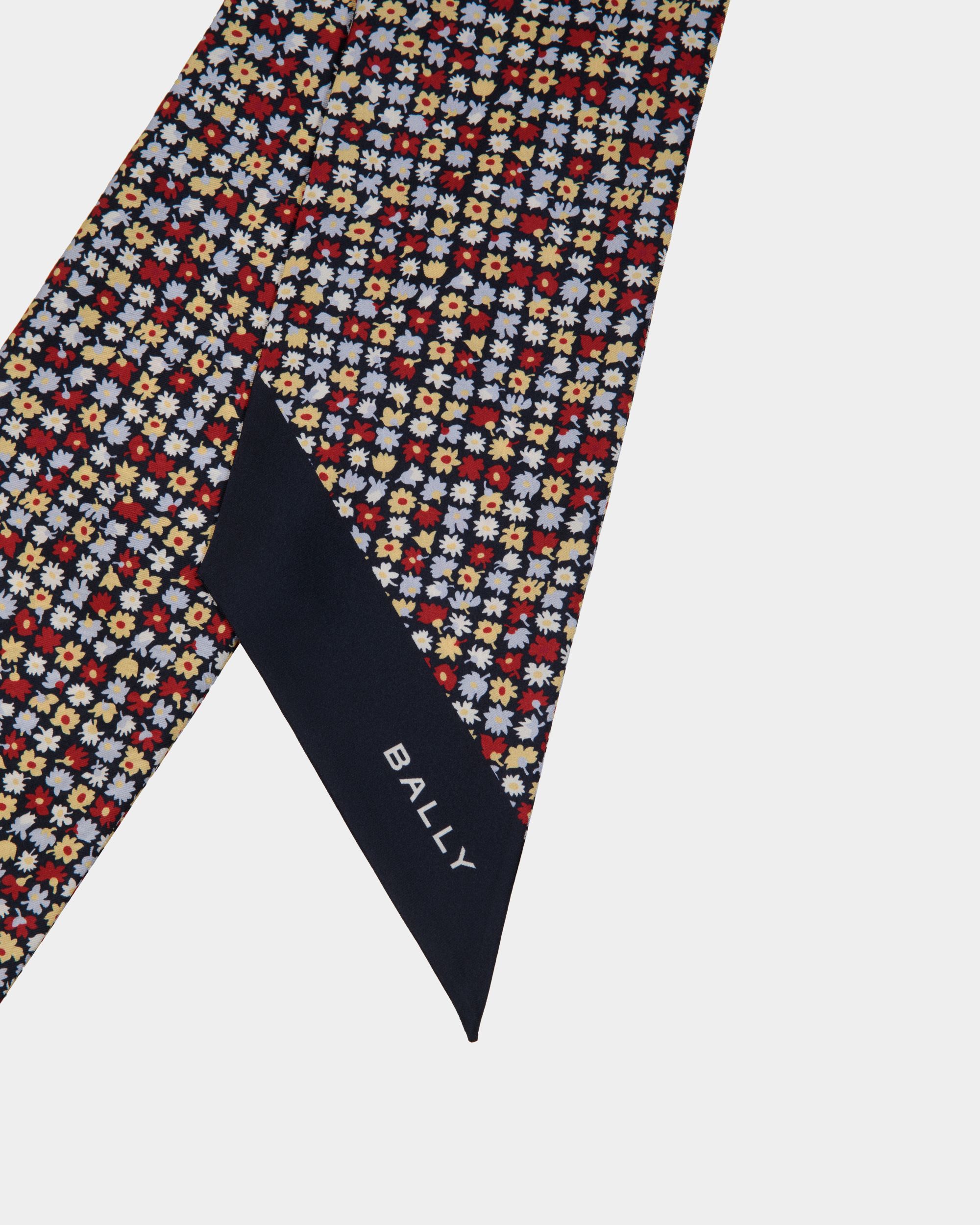 Halstuch Aus Seide In Navy Blue Mit Blümchenprint - Damen - Bally - 01