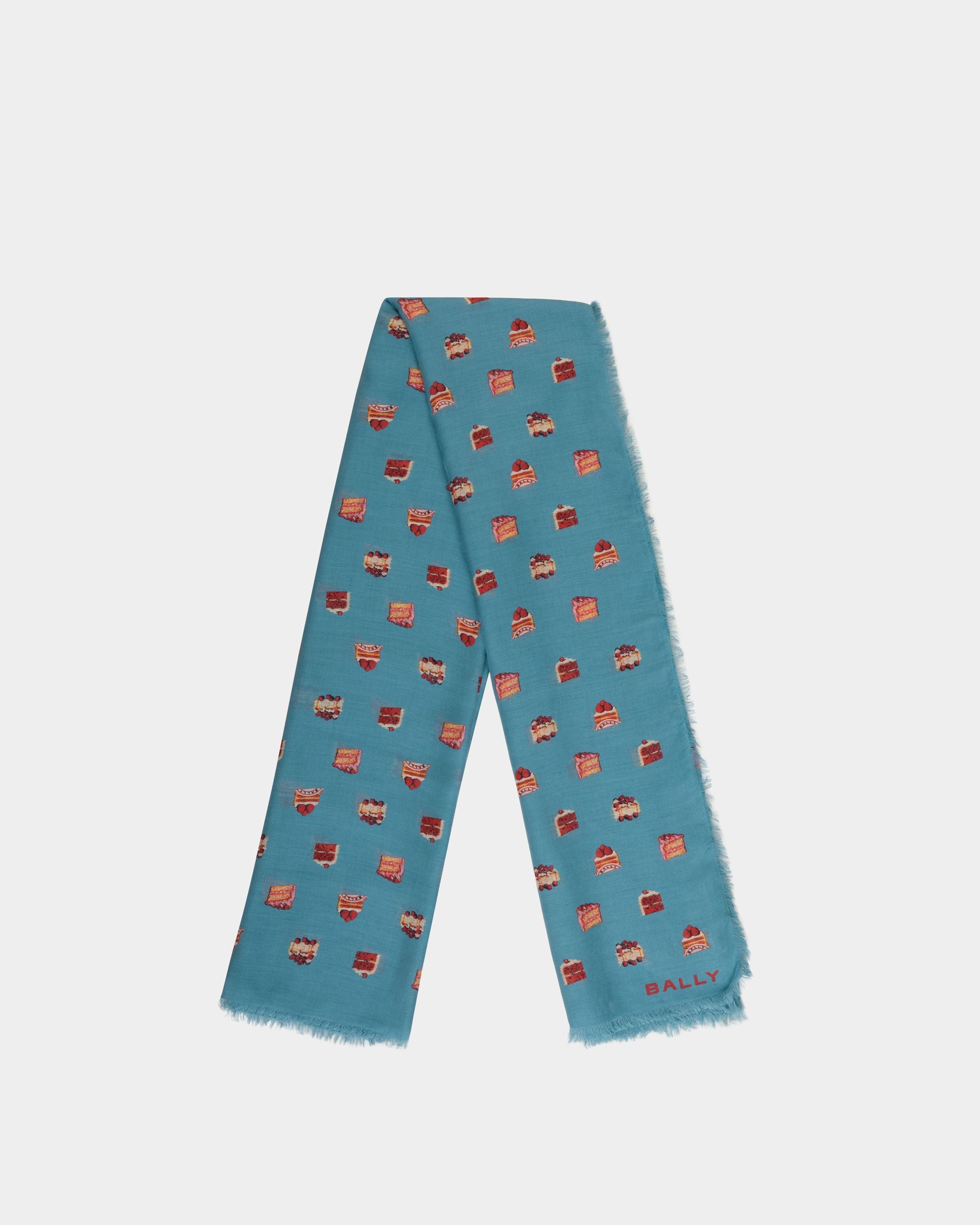 Schal Aus Modal-Kaschmir-Mix Mit Bally Cake Print In Medium Blue - Damen - Bally - 01