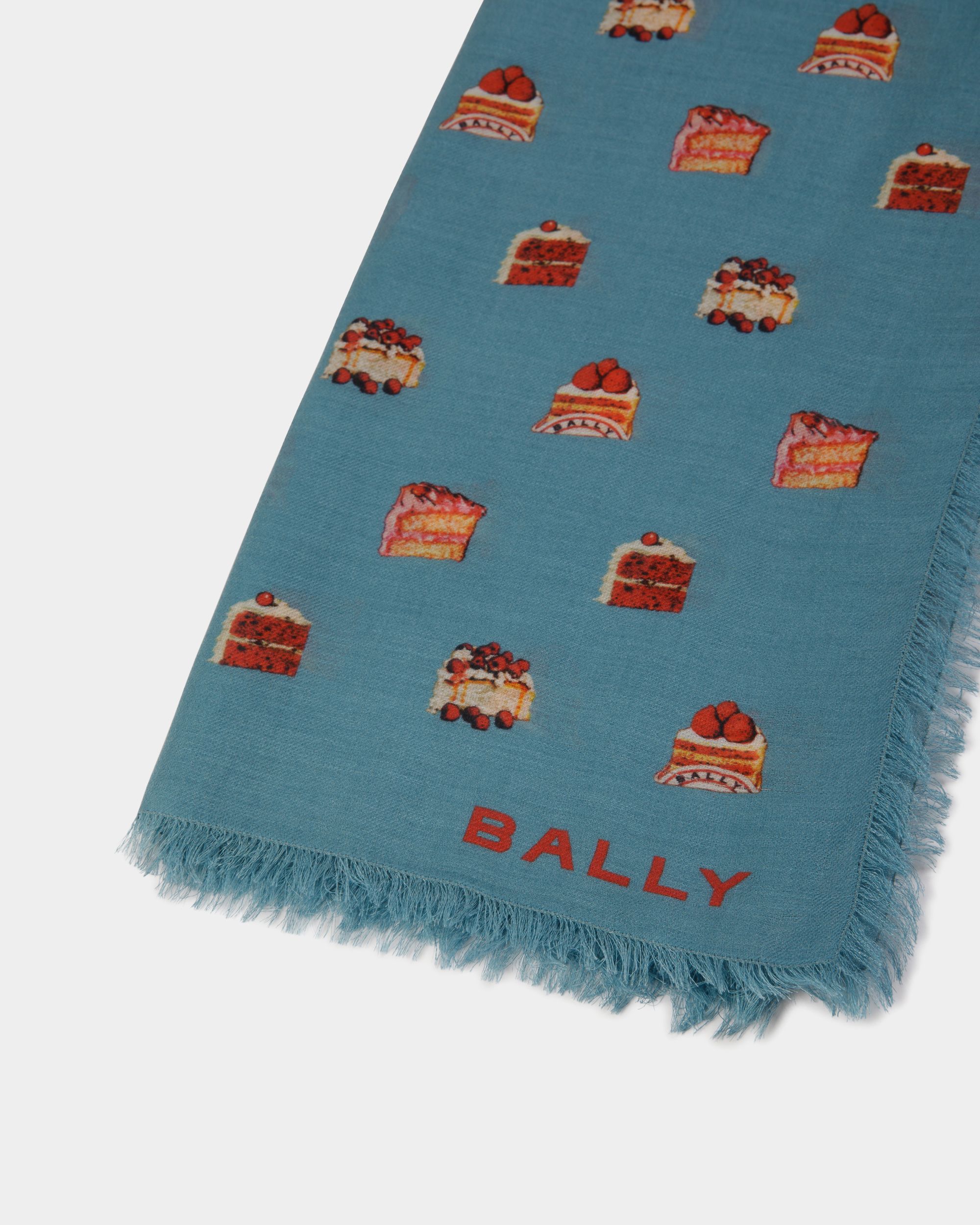 Schal Aus Modal-Kaschmir-Mix Mit Bally Cake Print In Medium Blue - Damen - Bally - 02