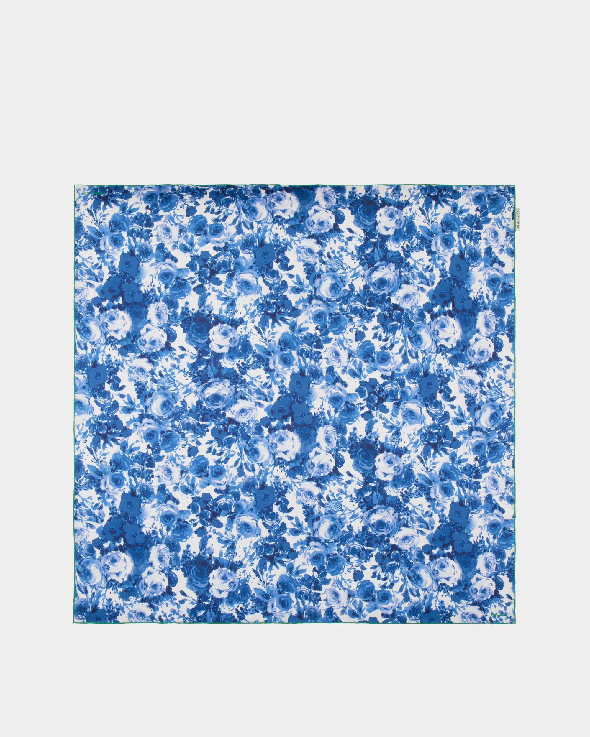 Seidenschal In Blau Mit Rosengarten-Print - Damen - Bally - 01
