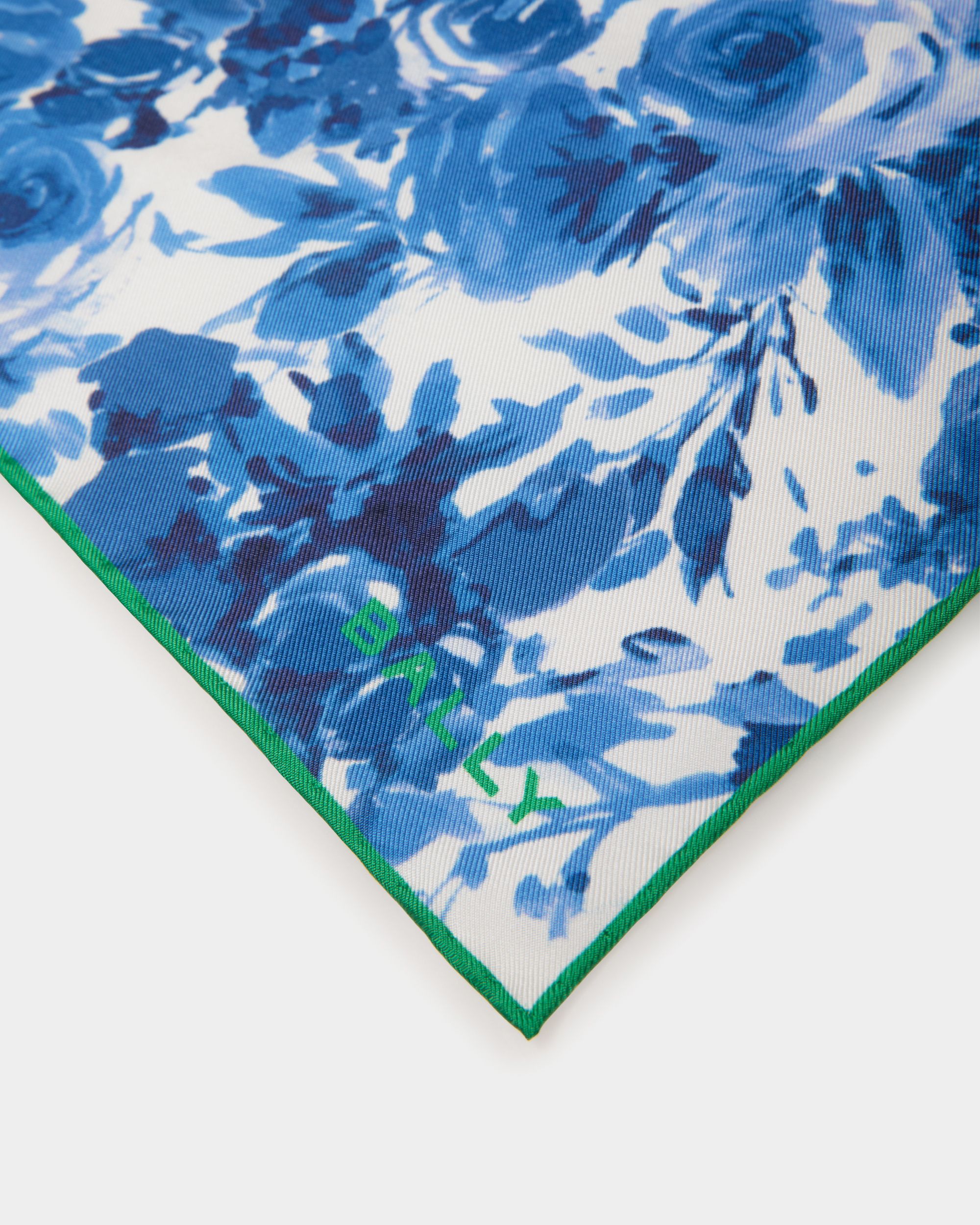 Seidenschal In Blau Mit Rosengarten-Print - Damen - Bally - 03