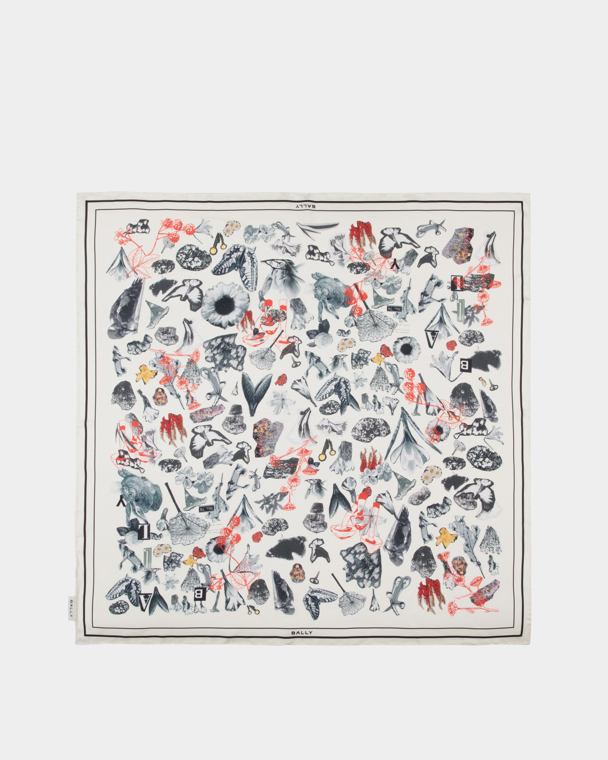 Seidenschal Mit Bally-Collage-Print In Elfenbein - Damen - Bally - 01