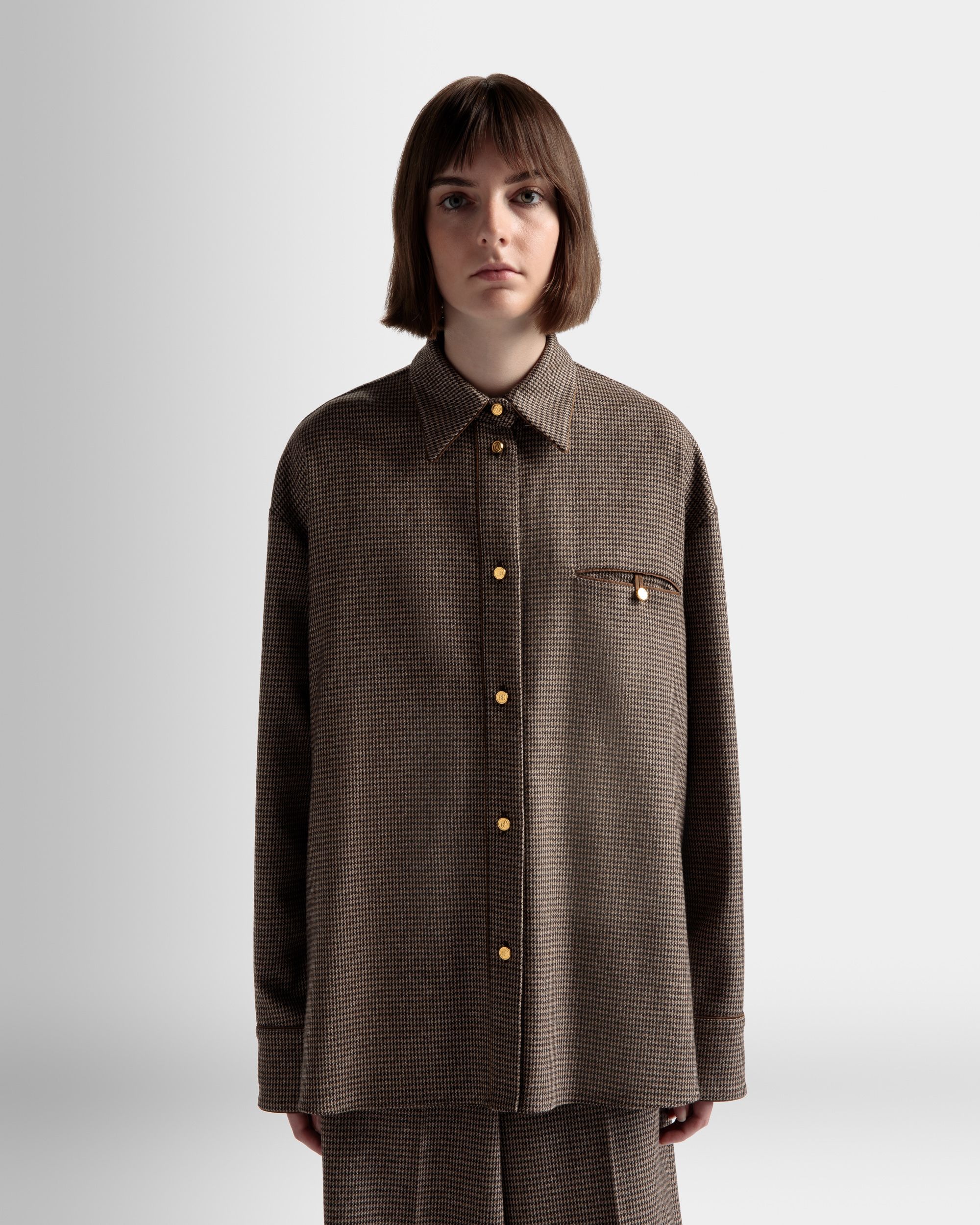 Bluse im Hahnentrittmuster Aus Wolle in Desert - Damen - Bally - 03