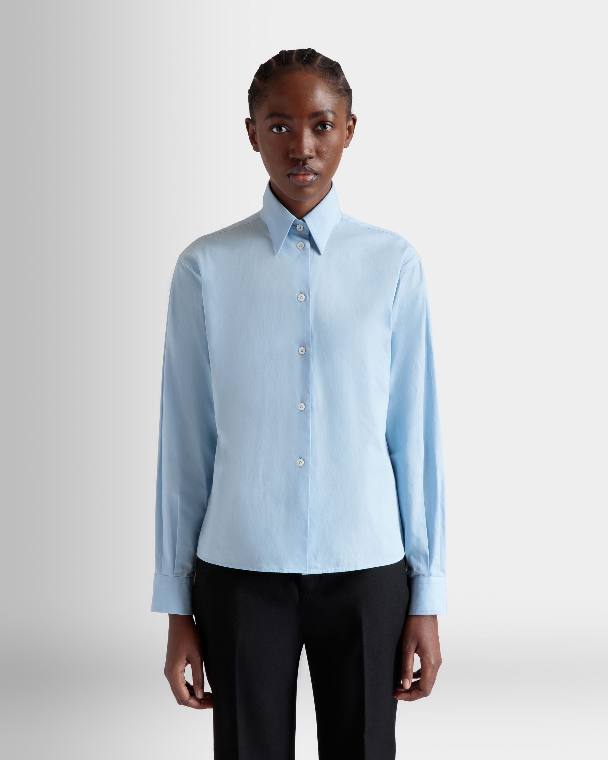 Langärmeliges Hemd Aus Baumwolle In Light Blue - Damen - Bally - 08