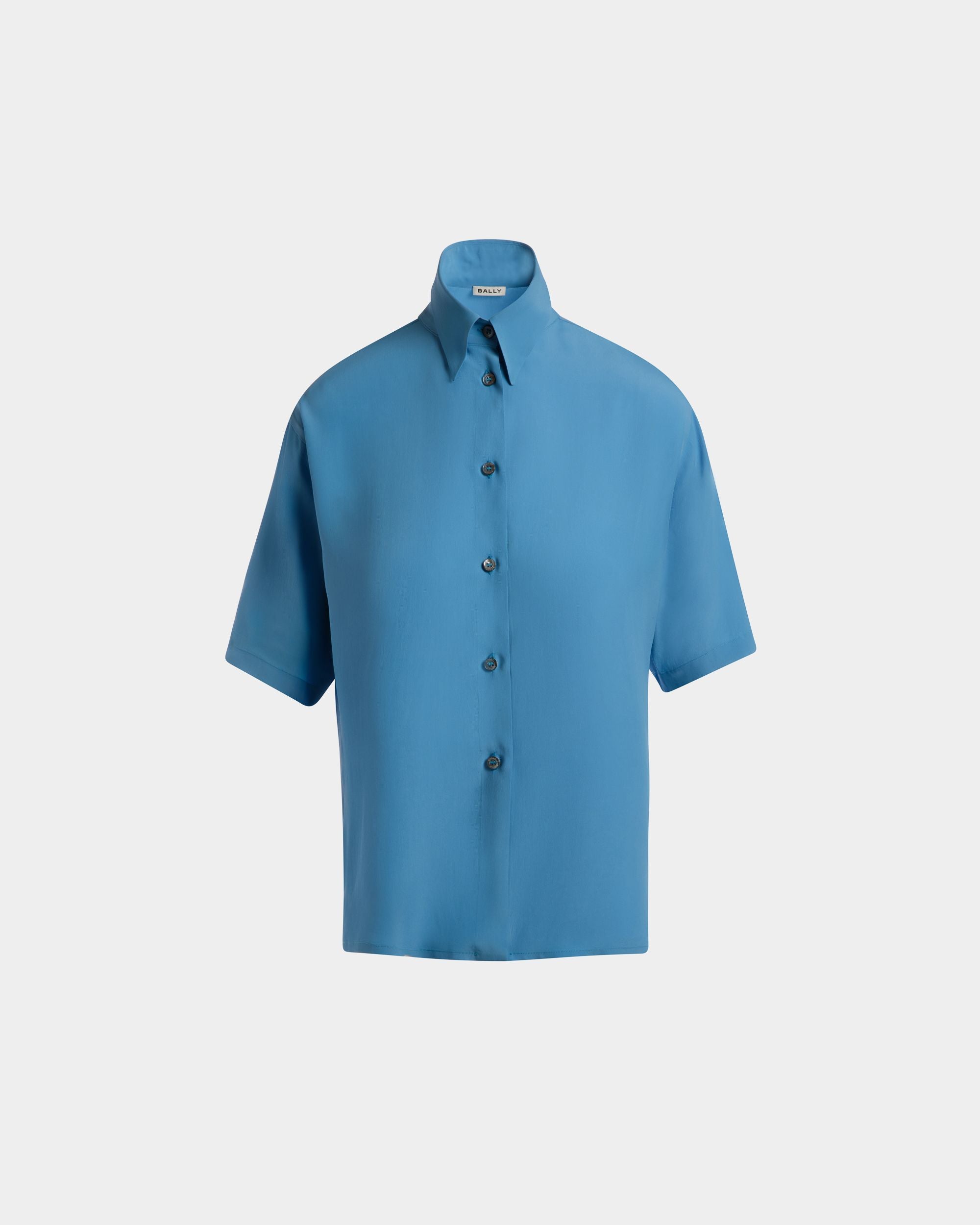 Hemd Aus Crêpe De Chine In Medium Blue - Damen - Bally - 01