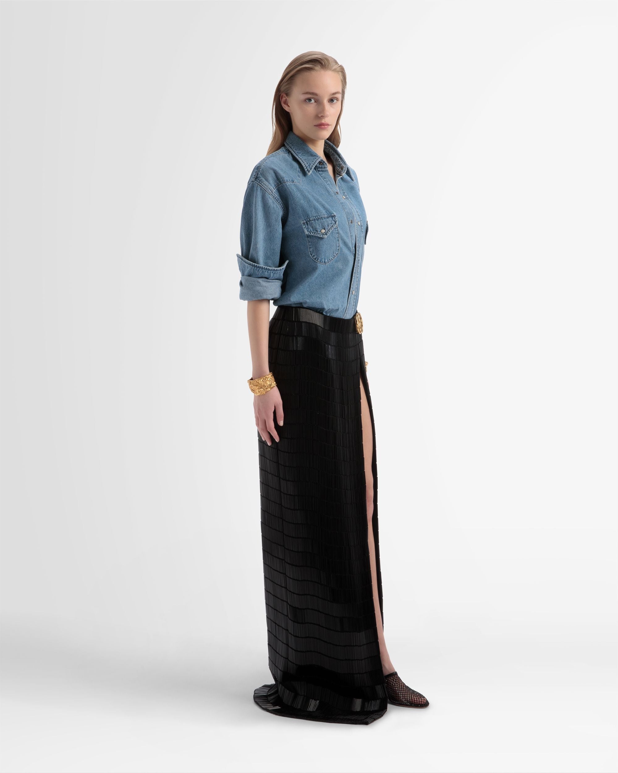 Seidenrock Mit Seitenschlitz In Schwarz - Damen - Bally - 04