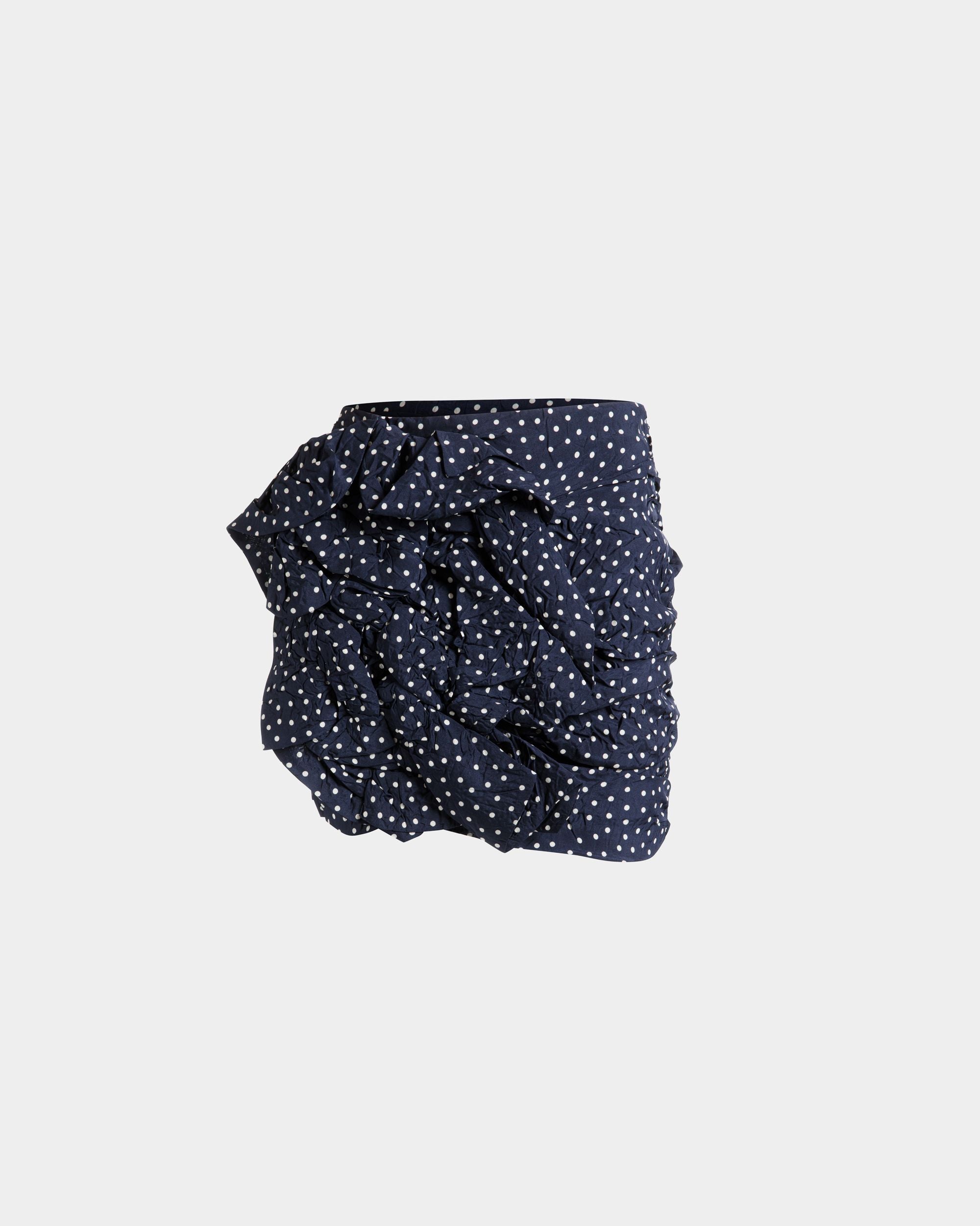 Bedruckter Rouches Minirock Aus Fließender Popeline Mit Polka Dots - Damen - Bally - 01