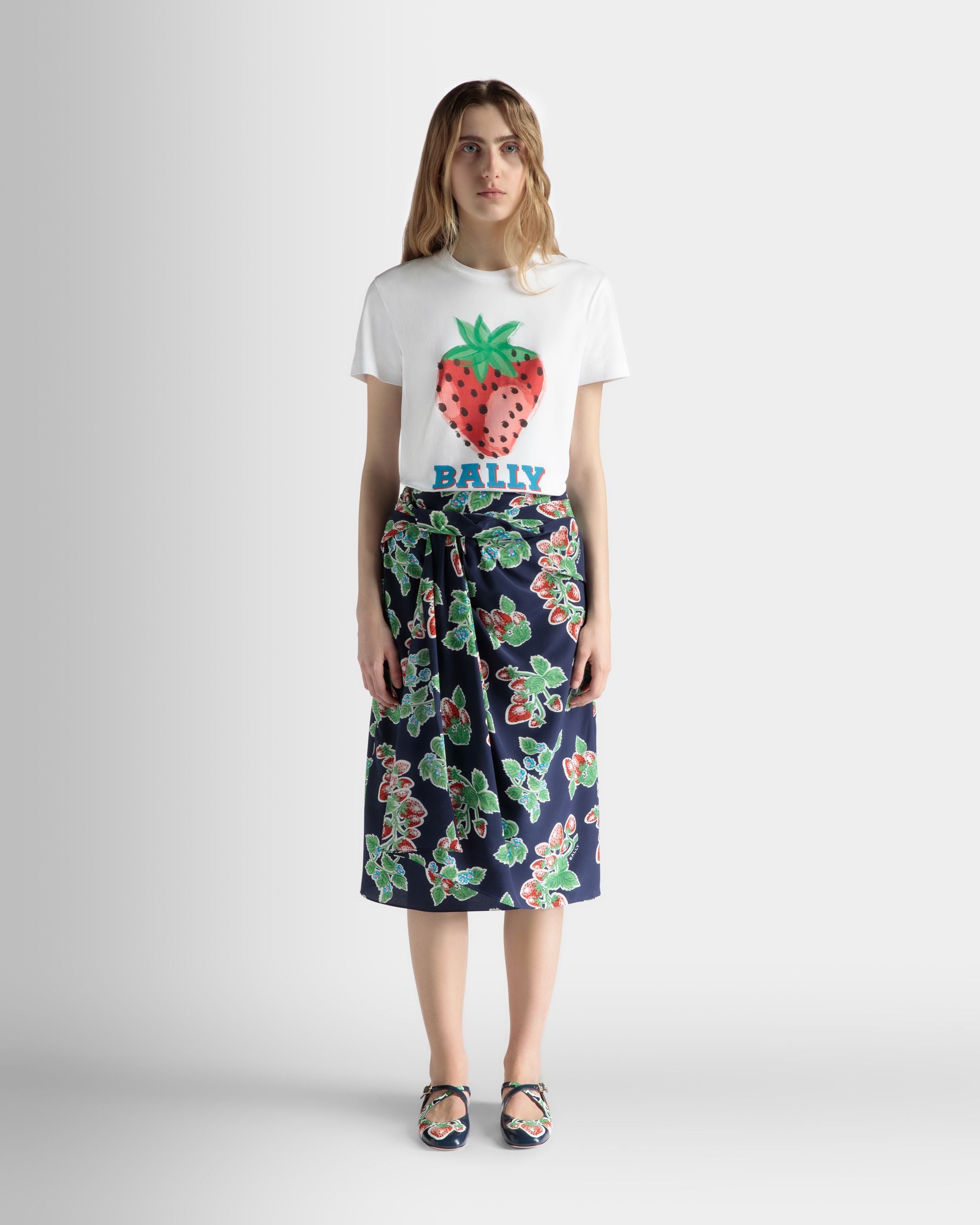 Bedruckter Midirock Aus Seide In Strawberry - Damen - Bally - 02