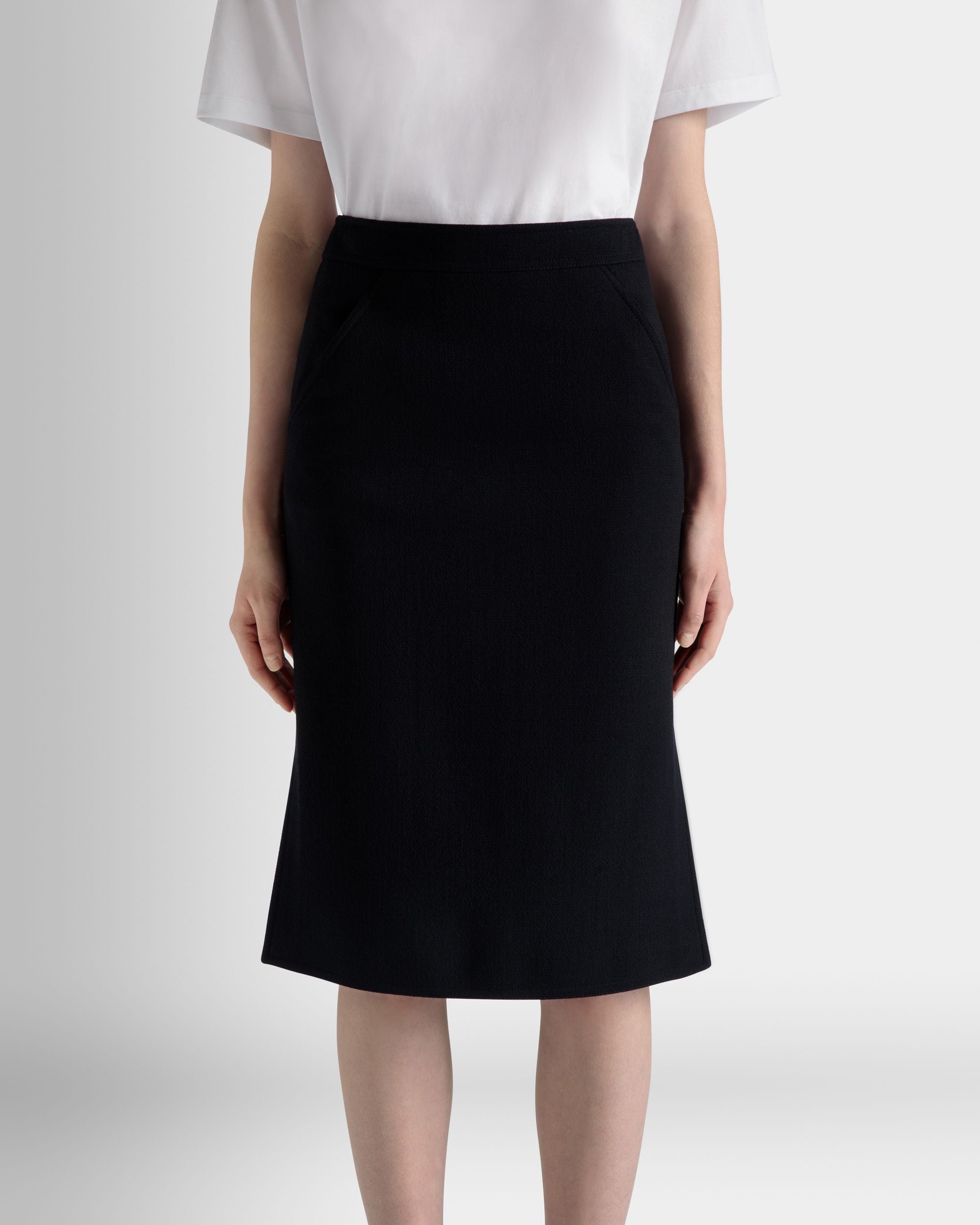 Midirock Aus Wolle In Navy Blue - Damen - Bally - 03