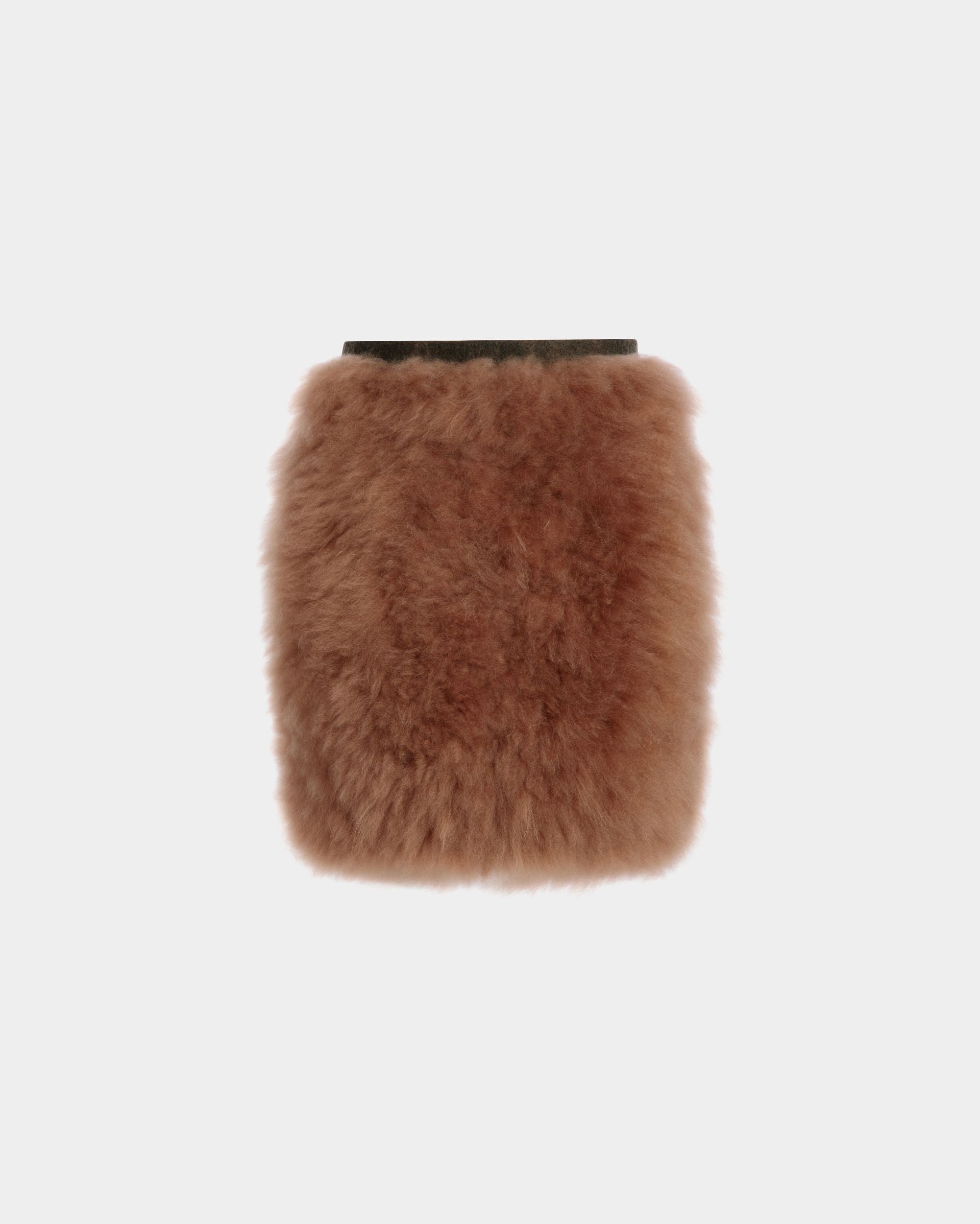Minirock Aus Wolle Und Ziegenfell In Dunkelgrün Und Praline Beige - Damen - Bally - 01