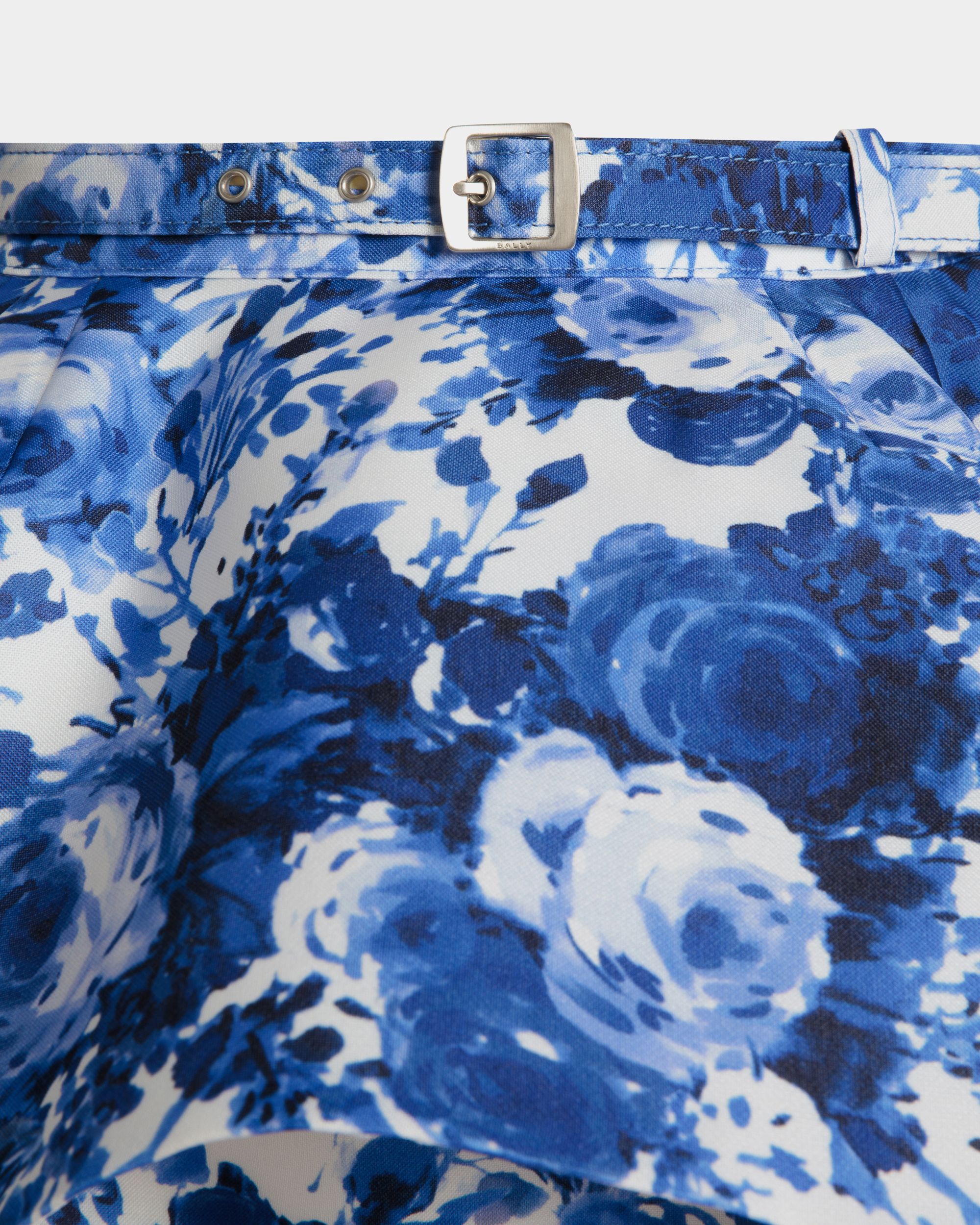 Minirock Aus Blauer Seide Mit Rosengarten-Print - Damen - Bally - 01