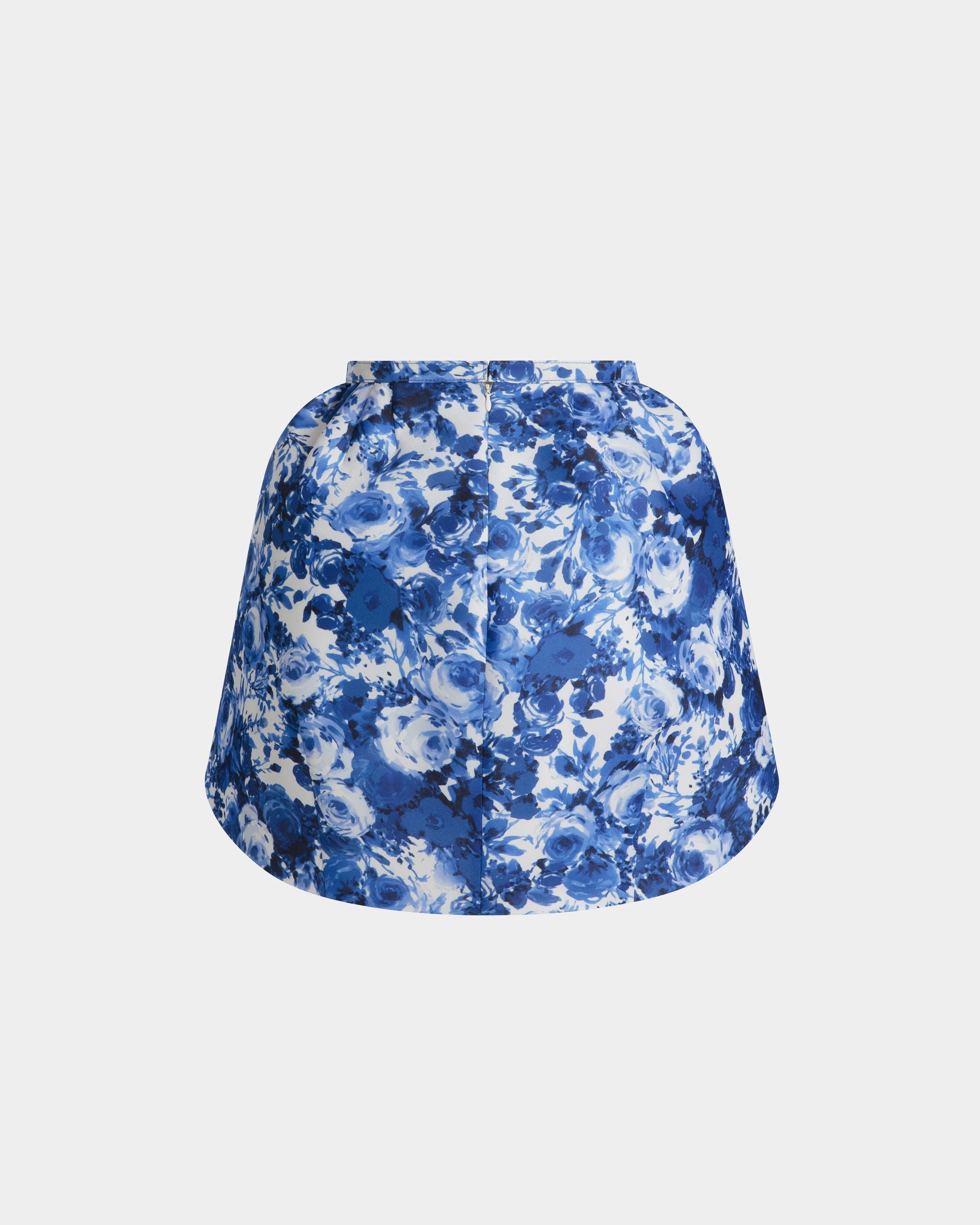 Minirock Aus Blauer Seide Mit Rosengarten-Print - Damen - Bally - 04