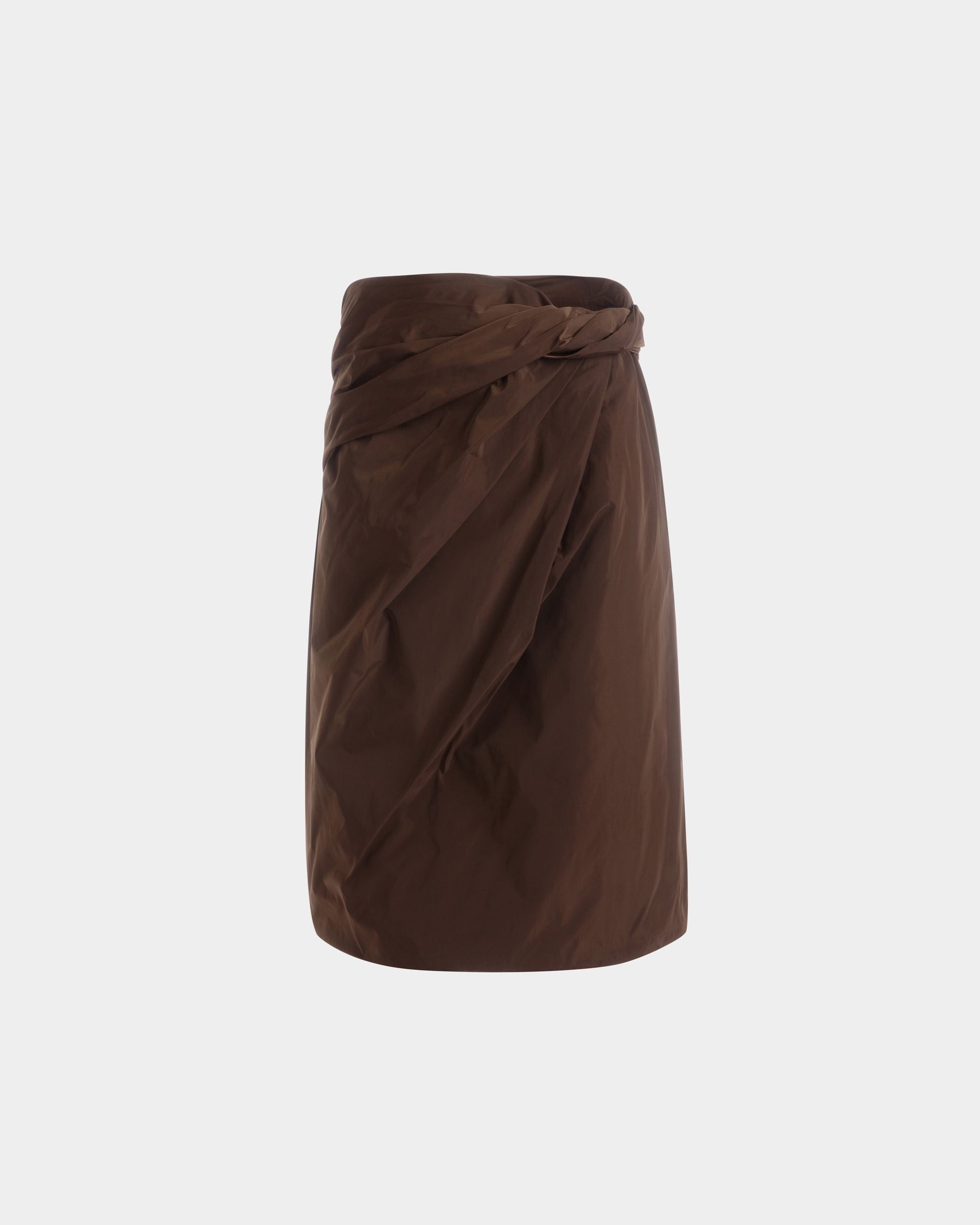 Drapierter Midirock Aus Braunem Technischem Duchesse-Stoff - Damen - Bally - 01