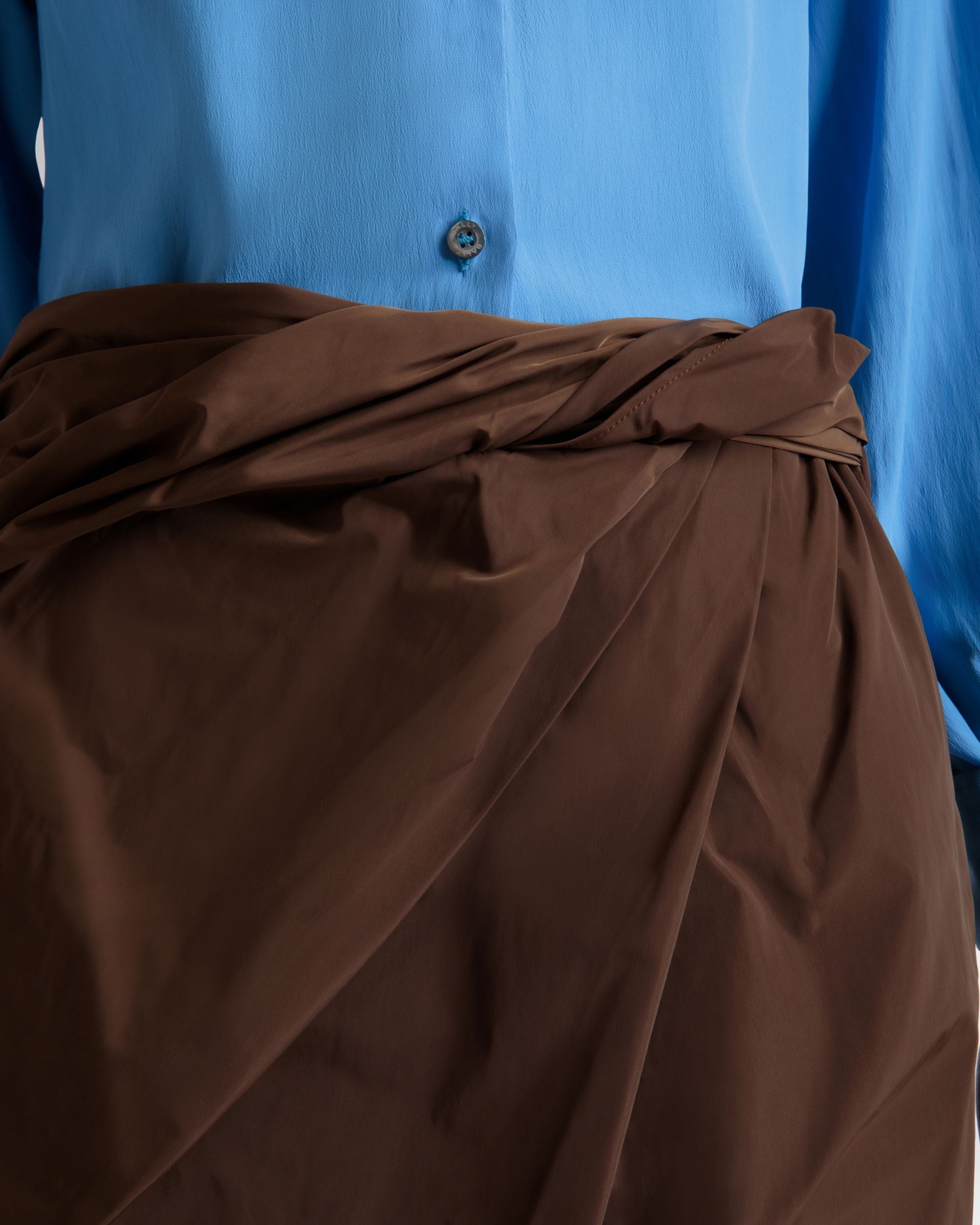Drapierter Midirock Aus Braunem Technischem Duchesse-Stoff - Damen - Bally - 03
