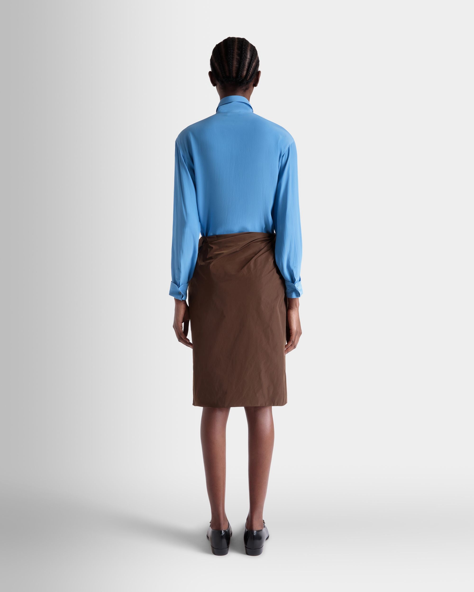 Drapierter Midirock Aus Braunem Technischem Duchesse-Stoff - Damen - Bally - 06
