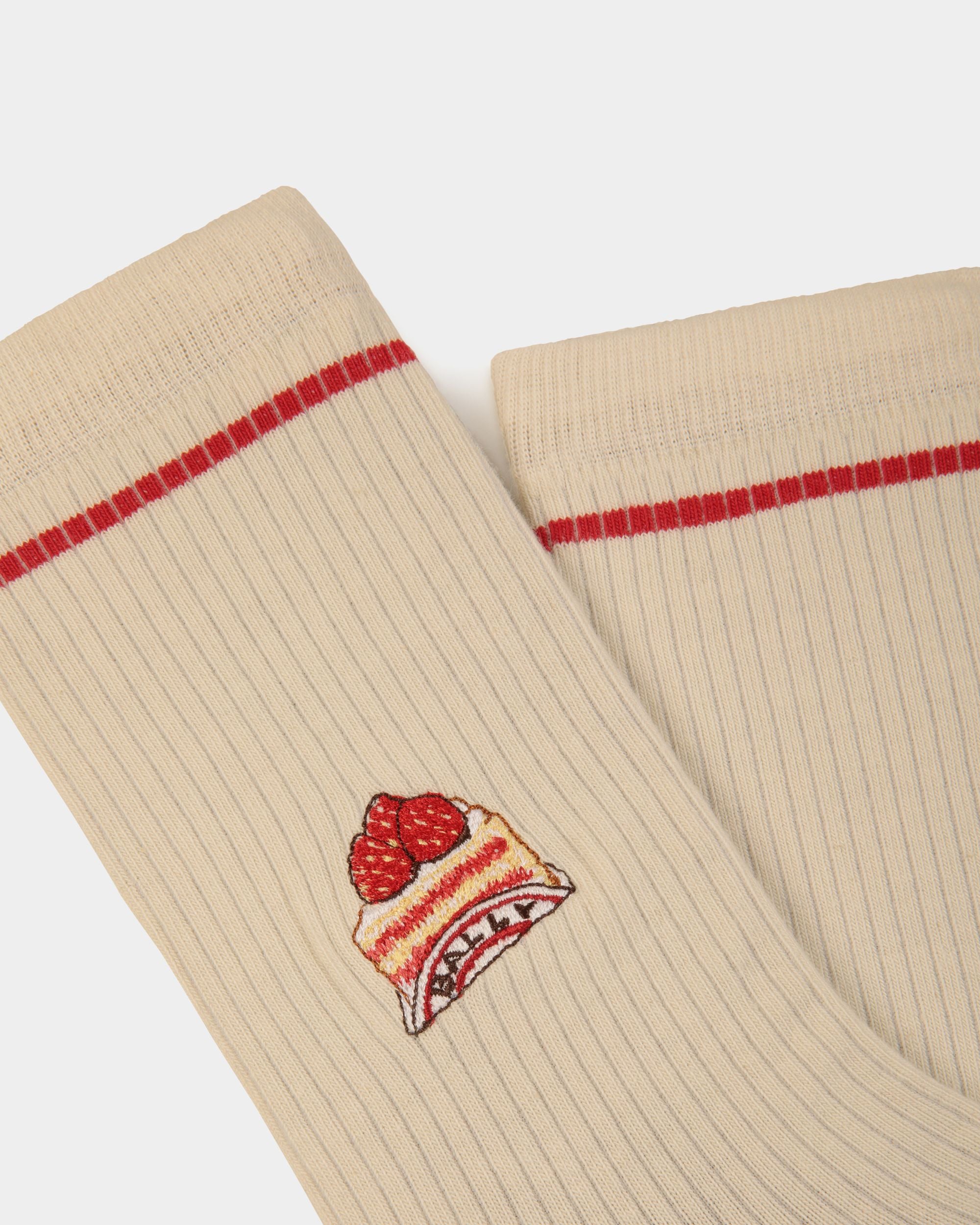 Socken Aus Elfenbeinfarbener Baumwollmischung Mit Einem Bally Cake - Damen - Bally - 02