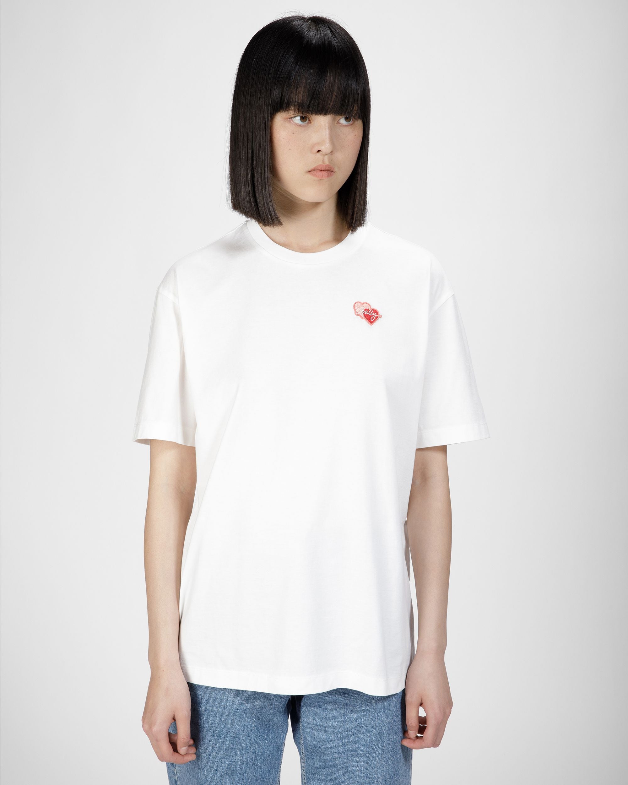 Baumwoll-T-Shirt T-Shirt Aus Baumwolle In Elfenbein - Damen - Bally - 01