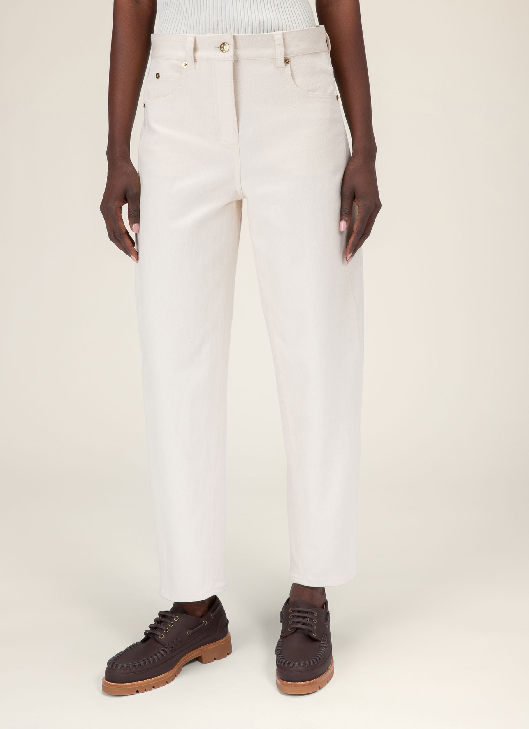 Denim-Hose Elfenbeinfarbene Hose Aus Baumwolle Und Elastan - Damen - Bally - 03