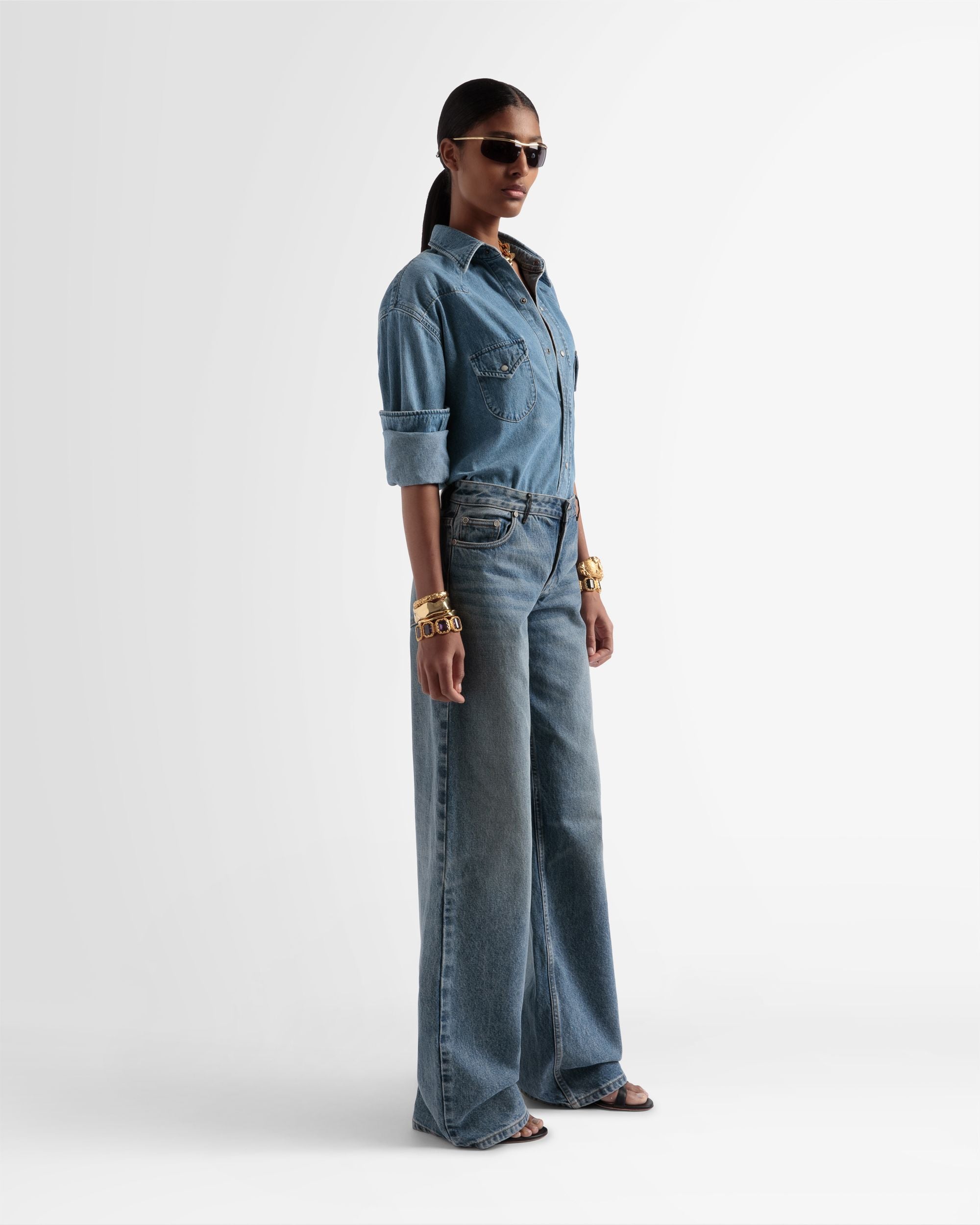 Weite Denim-Hose In Indigoblau - Damen - Bally - 04