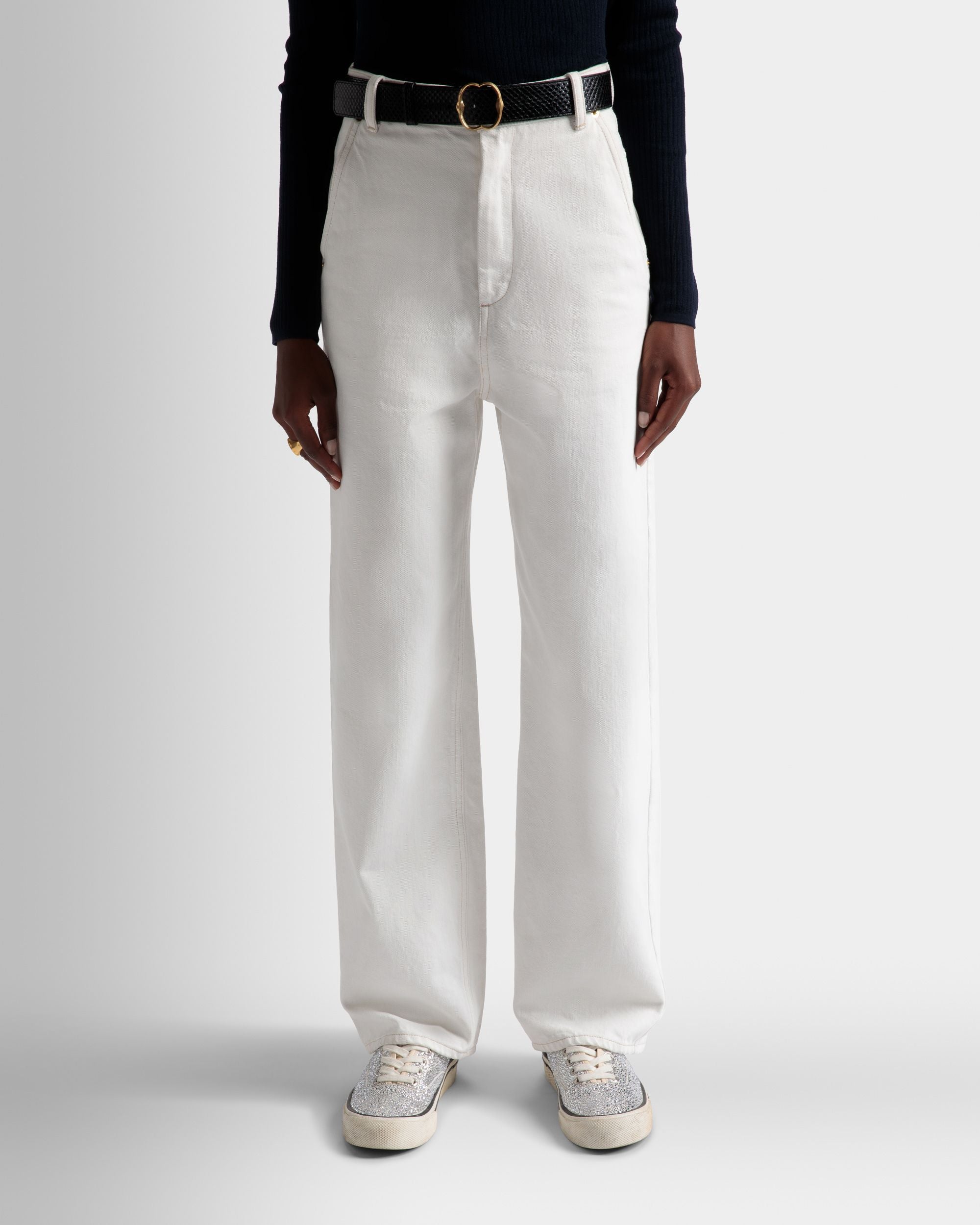 Gebleichte Jeans Aus Elfenbeinfarbenem Denim - Damen - Bally - 03