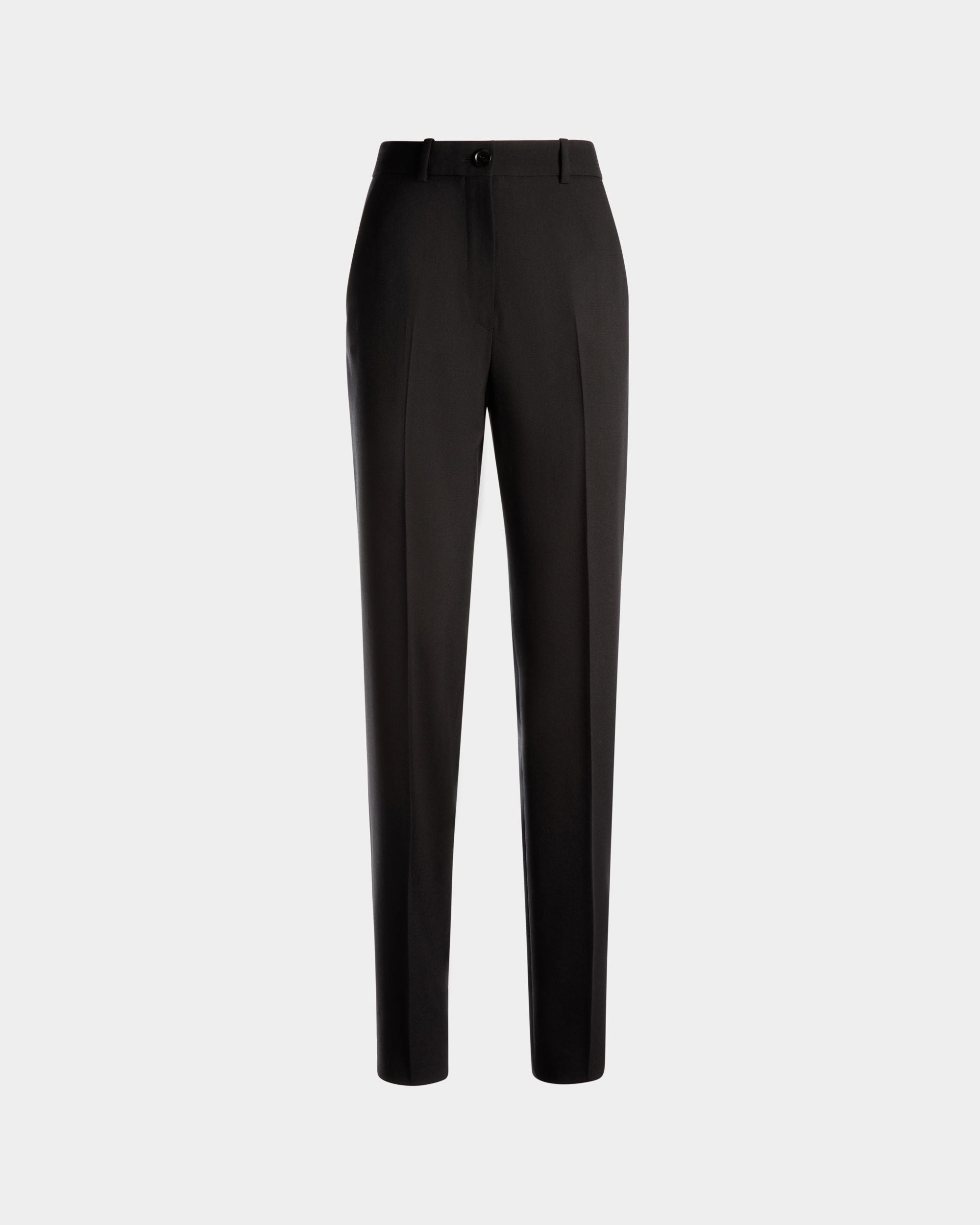 Gerade Geschnittene Hose Aus Wolle In Schwarz - Damen - Bally - 01