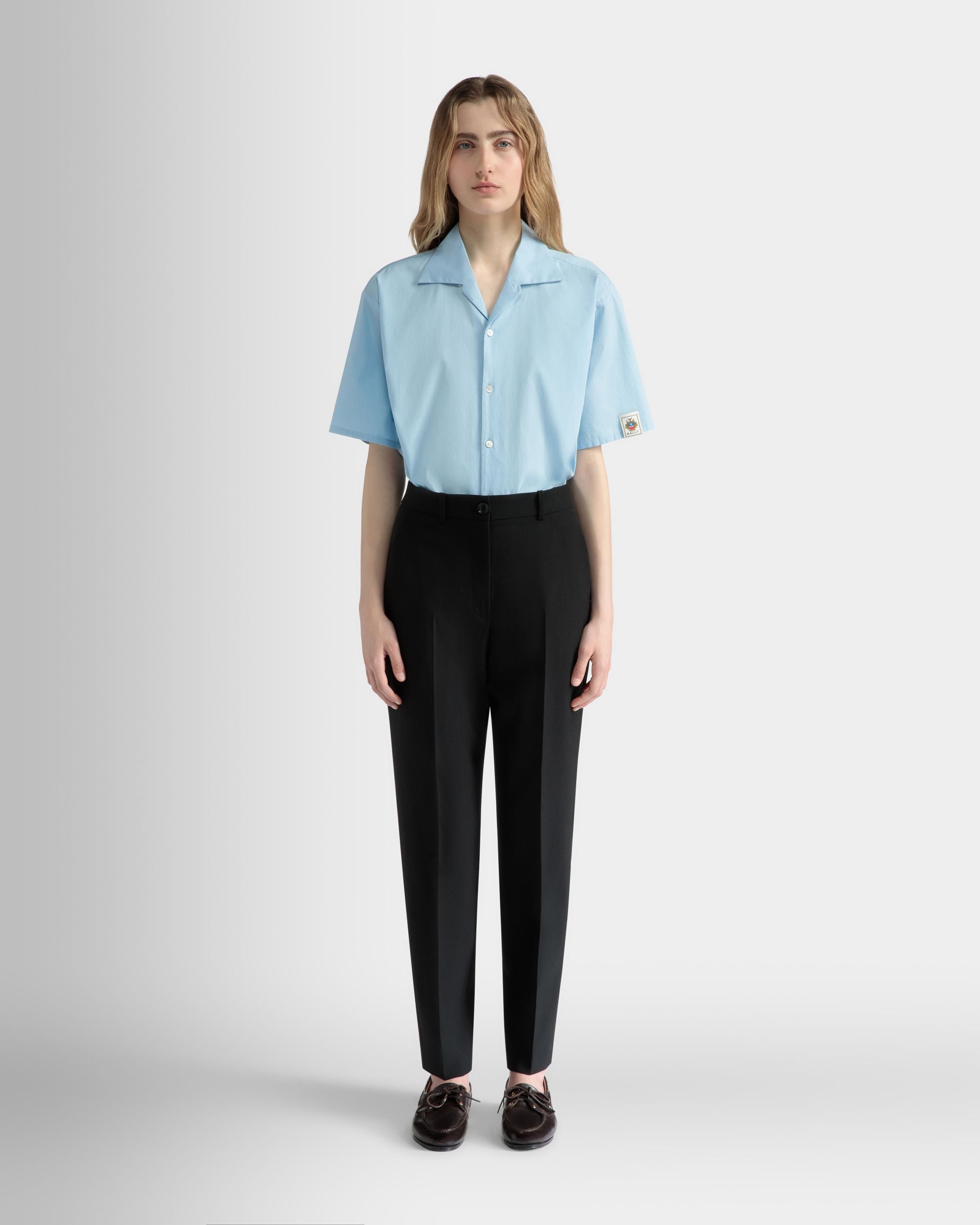 Gerade Geschnittene Hose Aus Wolle In Schwarz - Damen - Bally - 02