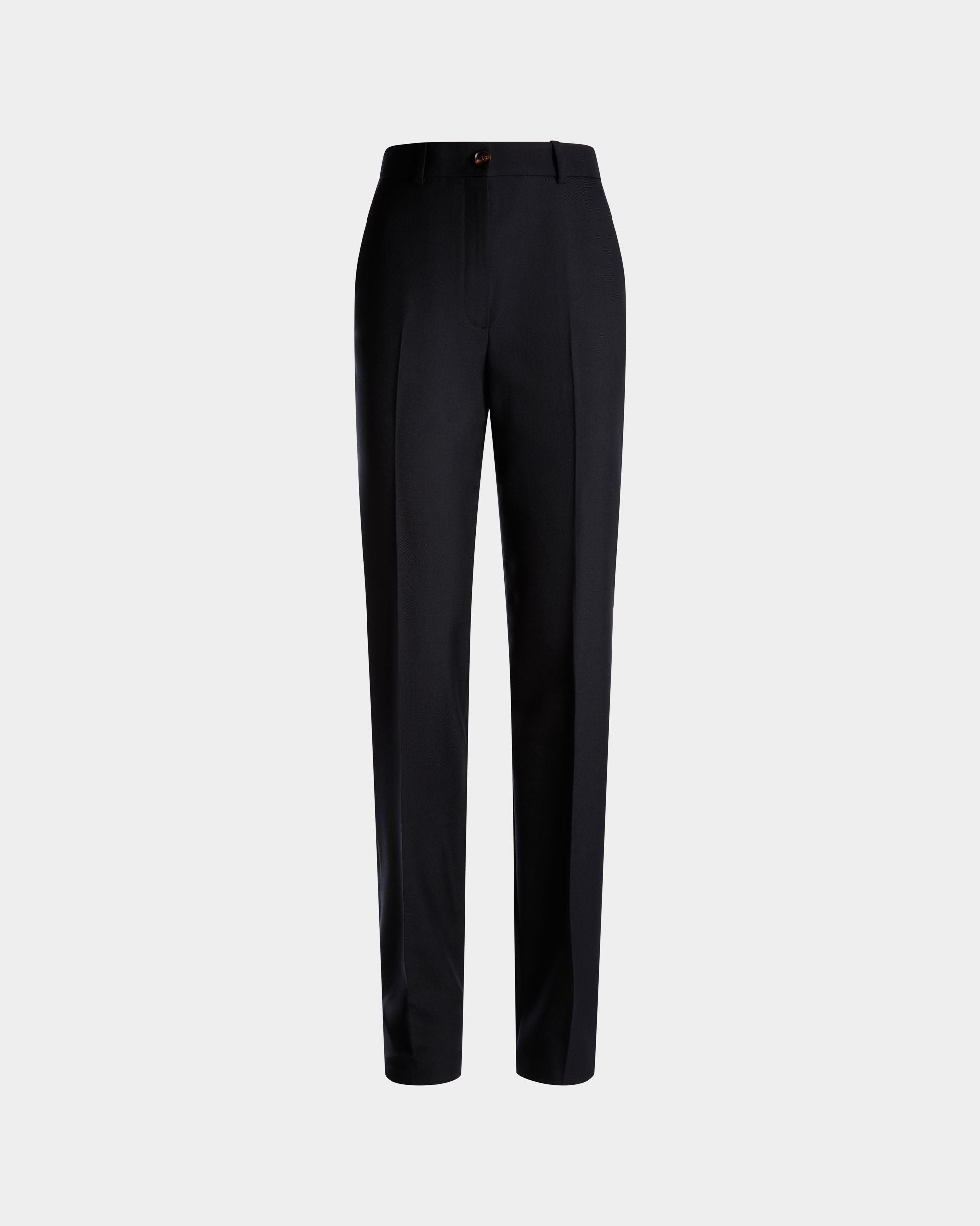 Gerade Geschnittene Hose Aus Einer Wollmischung In Navy Blue - Damen - Bally - 01