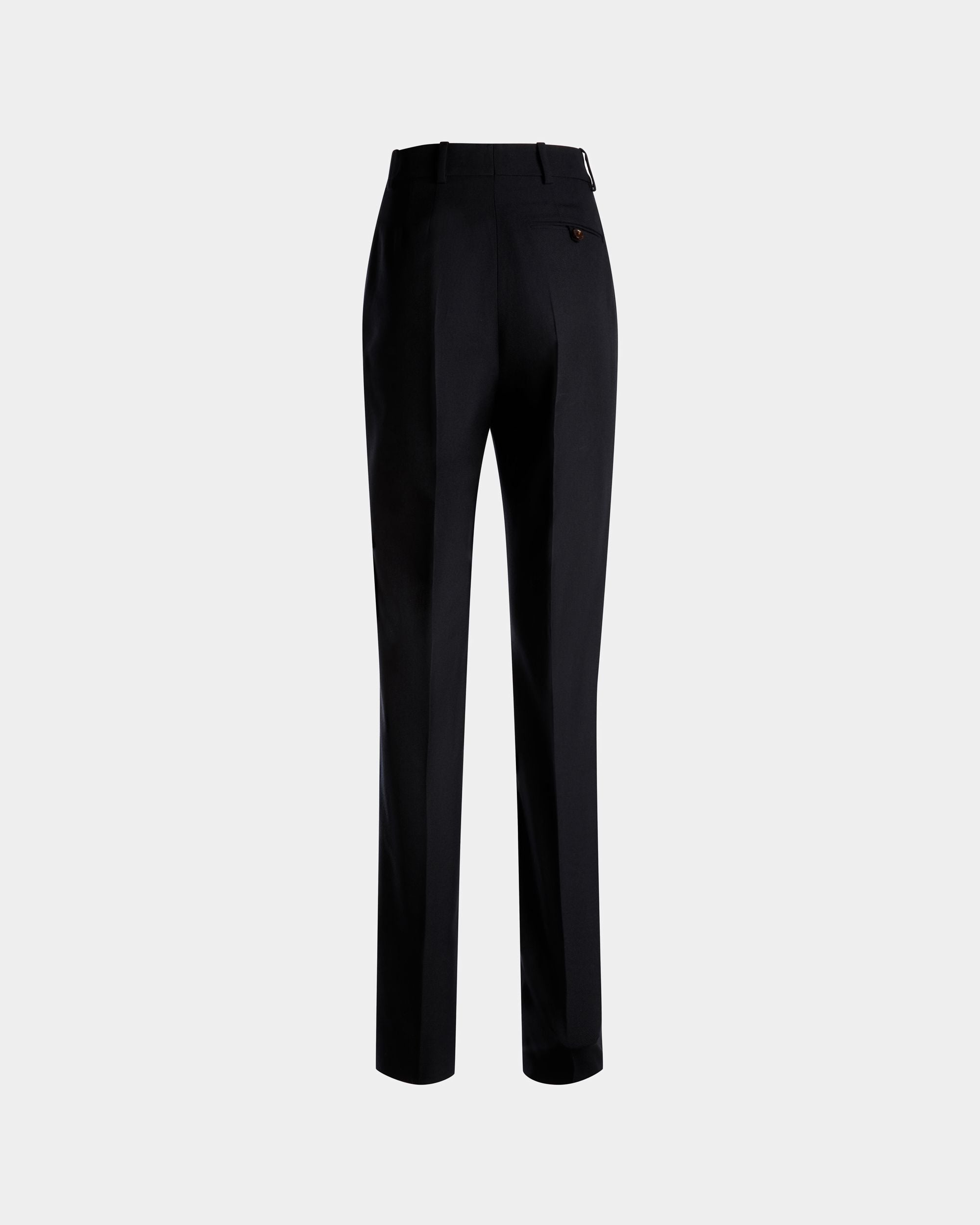 Gerade Geschnittene Hose Aus Einer Wollmischung In Navy Blue - Damen - Bally - 07