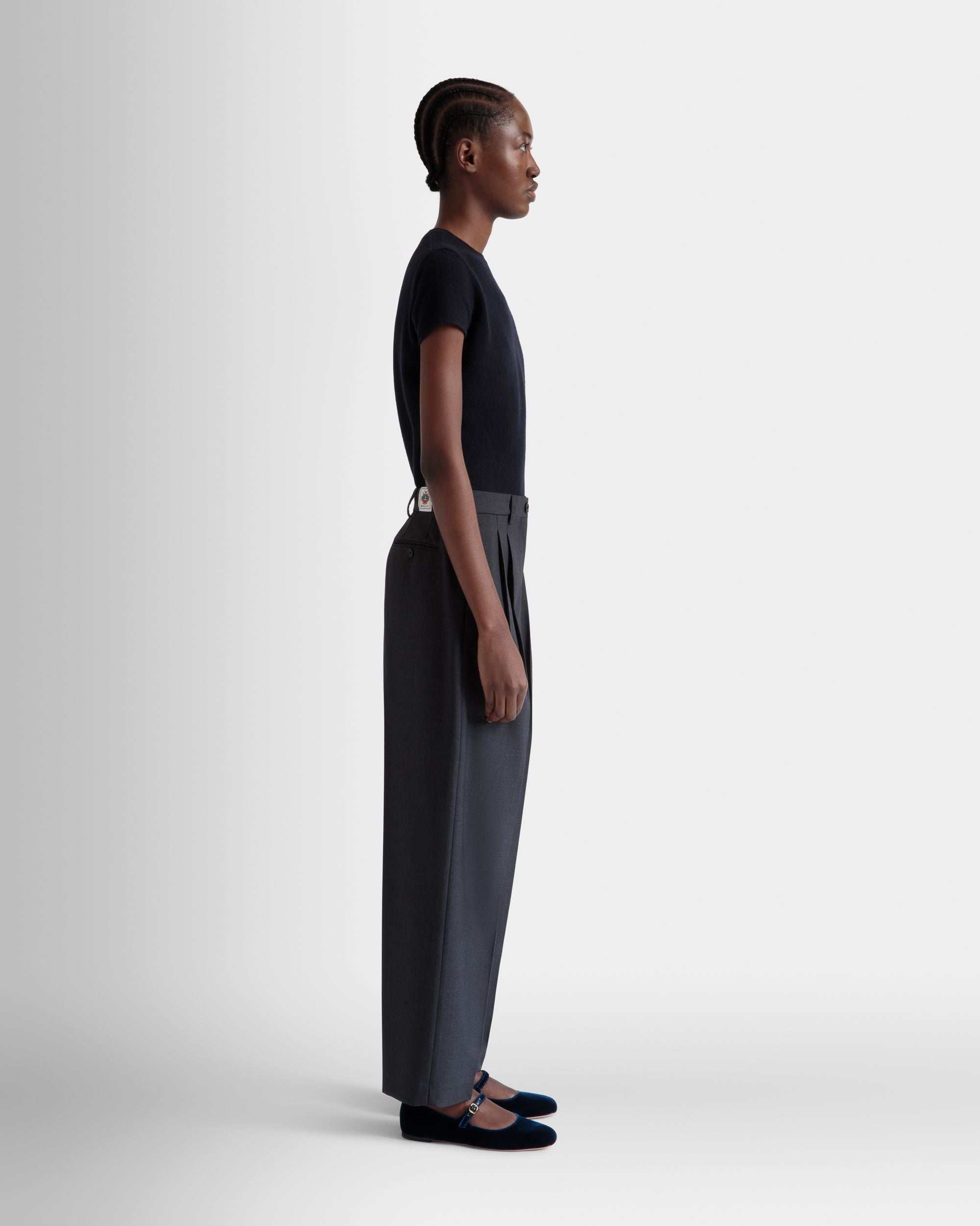 Tapered Hose Aus Wollmix In Dunkelgrau - Damen - Bally - 06