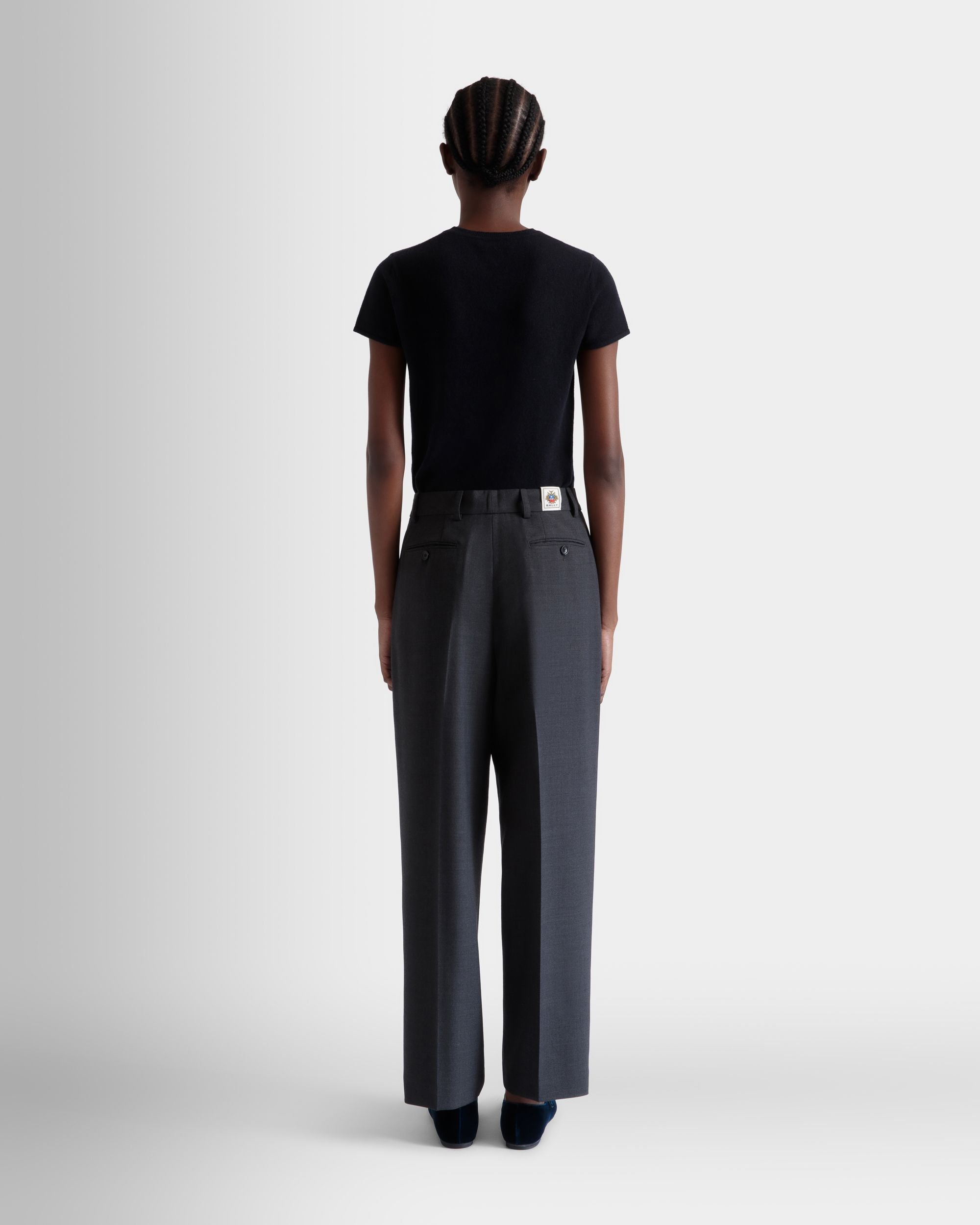 Tapered Hose Aus Wollmix In Dunkelgrau - Damen - Bally - 07