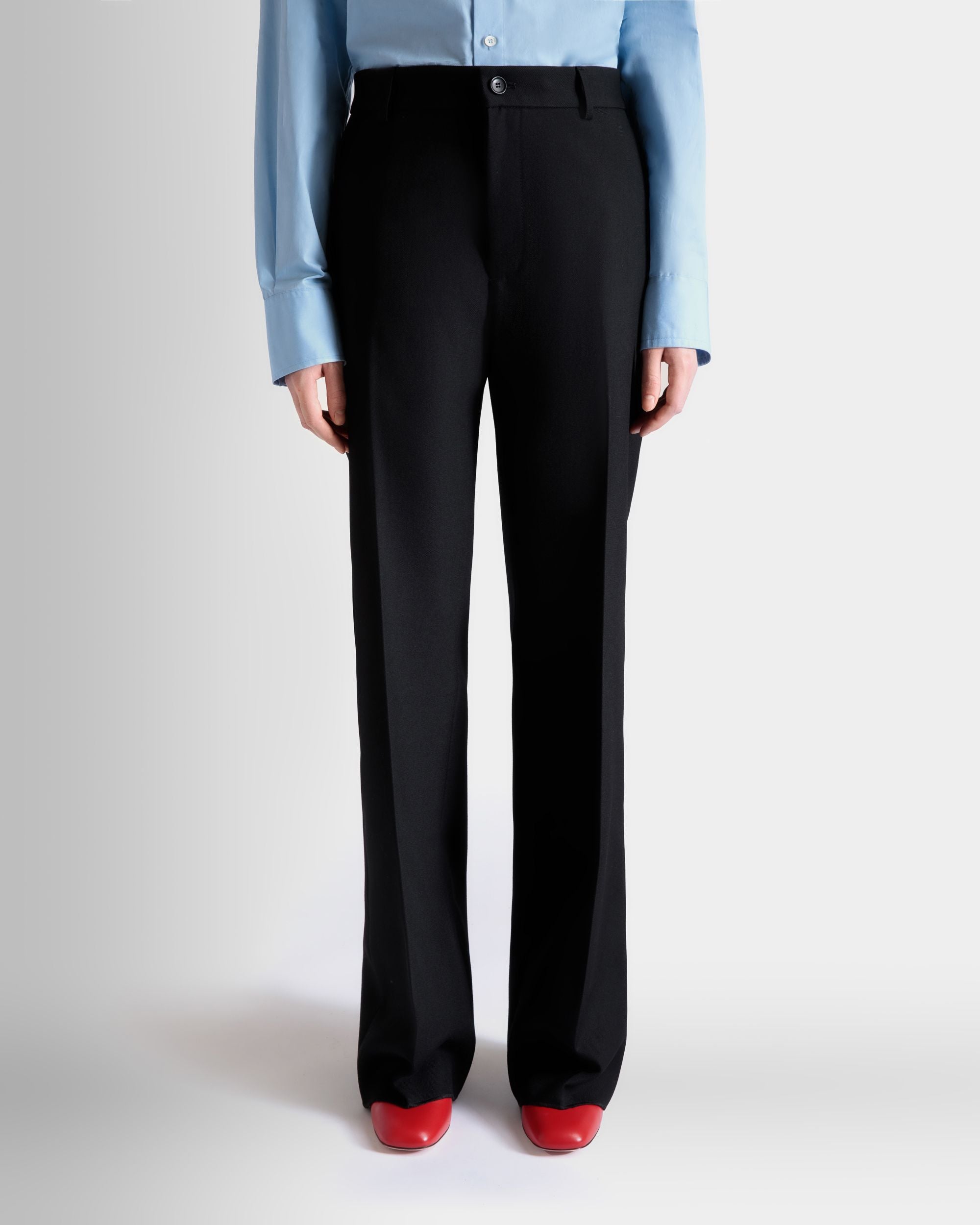 Schmal Zulaufende Hose Aus Wollmix In Schwarz - Damen - Bally - 07